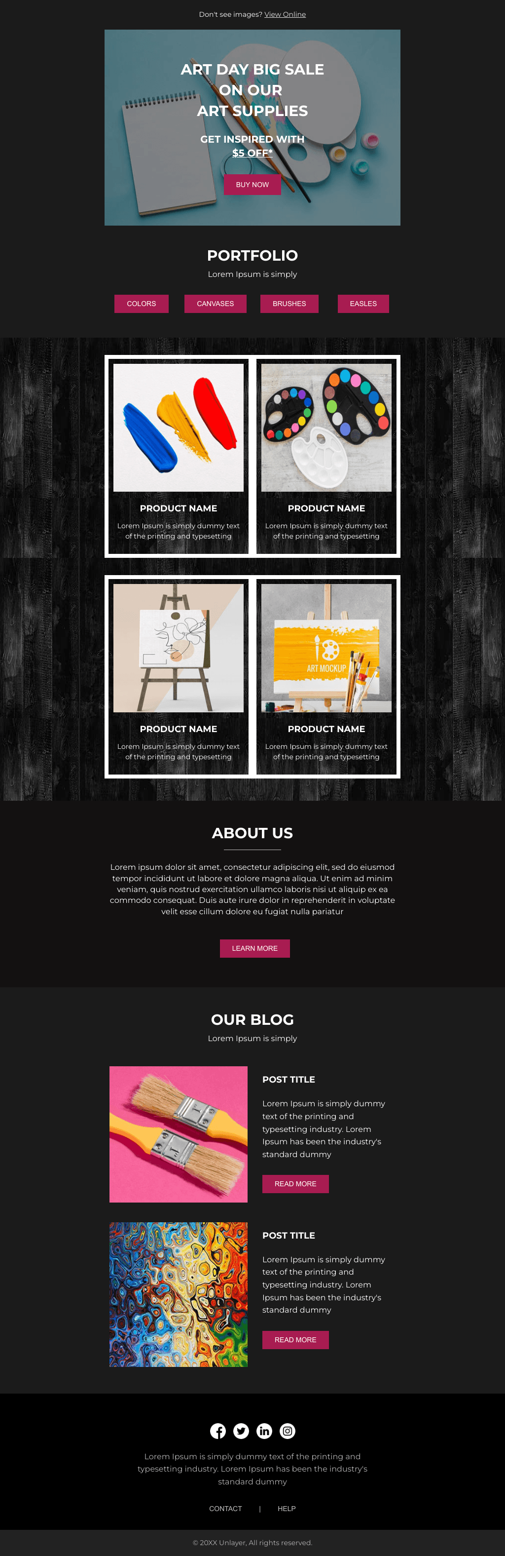 Laravel Mail Template - Art Day Sale On Art Supplies