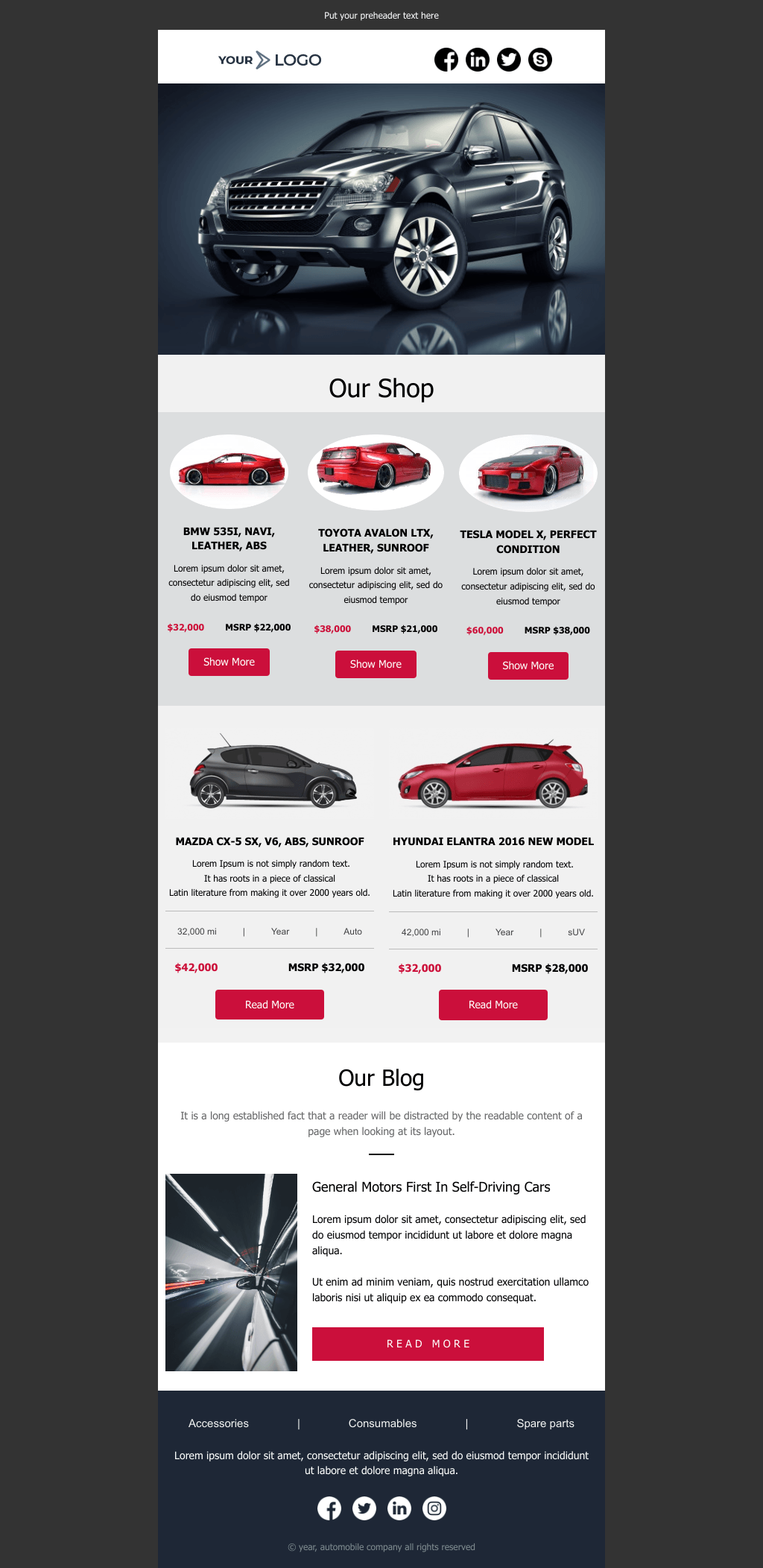 Laravel Mail Template - Automobile