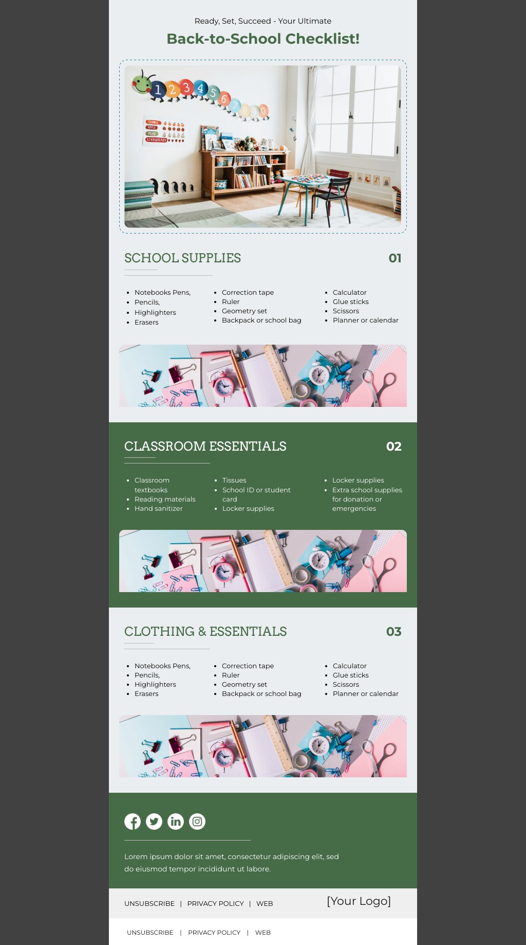 Laravel Mail Template - Back to School Checklist