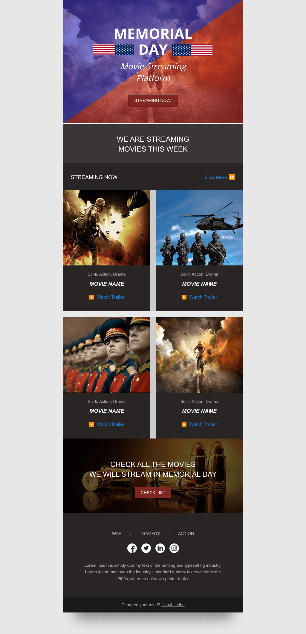 Laravel Mail Template - Best Memorial Day Movies