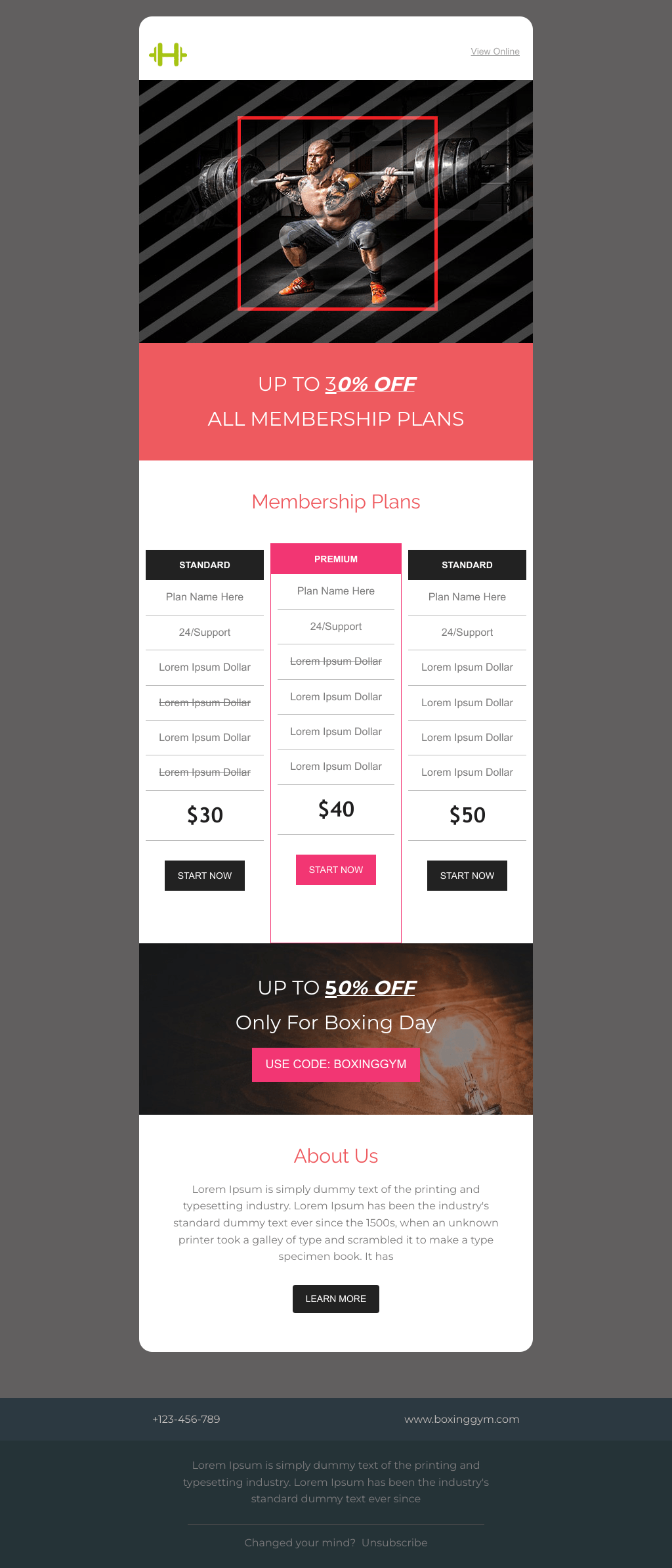 Laravel Mail Template - Boxing Day Gym Membership Discount
