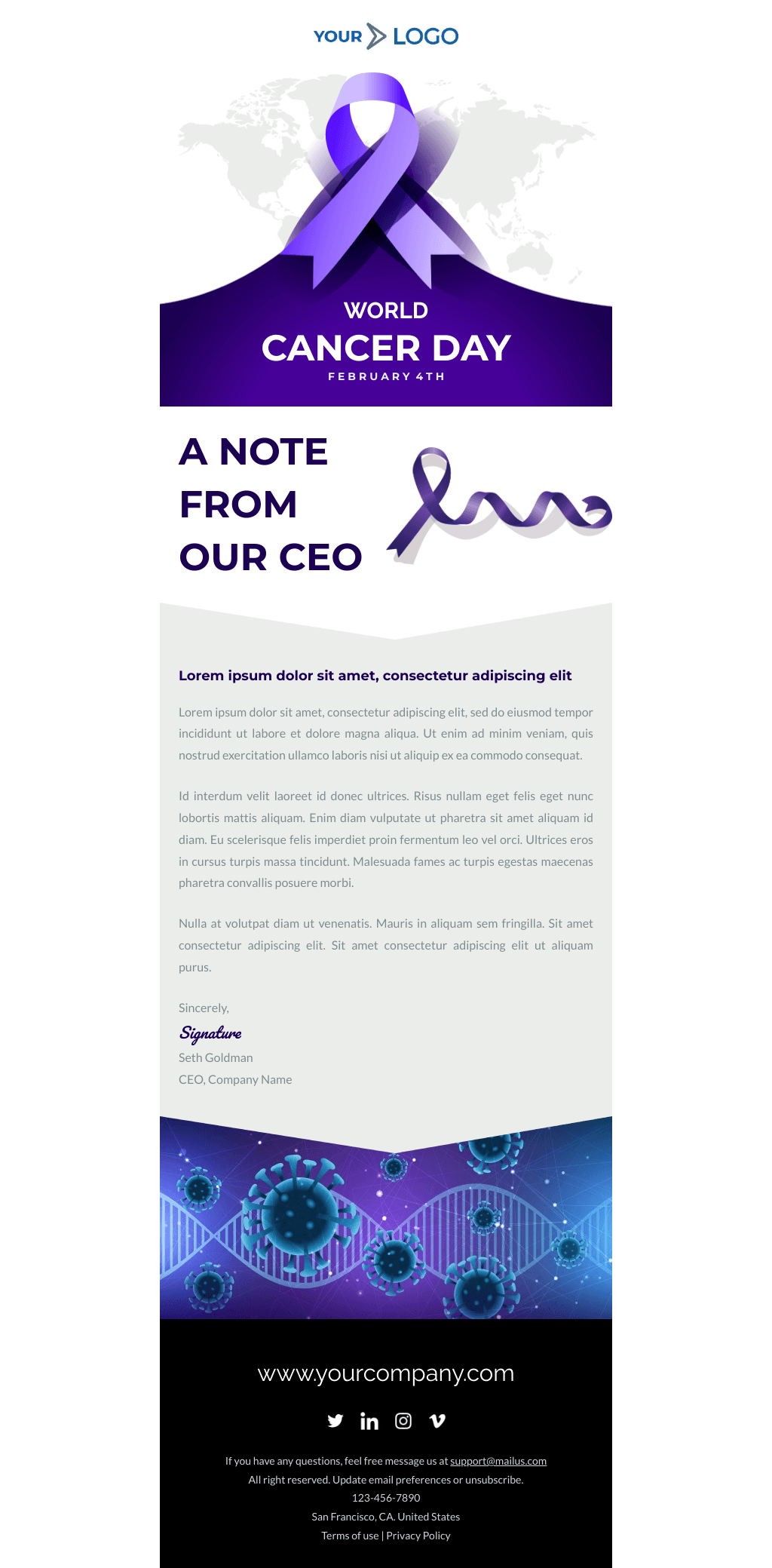Laravel Mail Template - Cancer Day Words From CEO