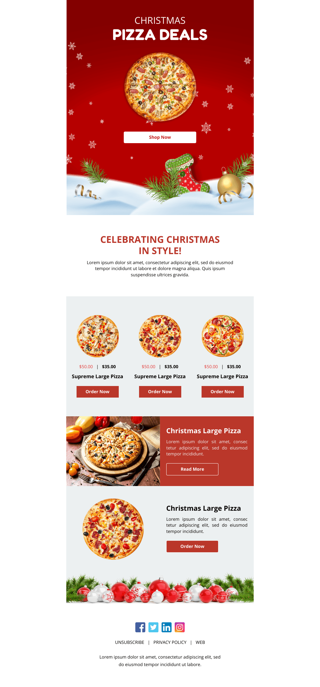 Laravel Mail Template - Christmas Pizza