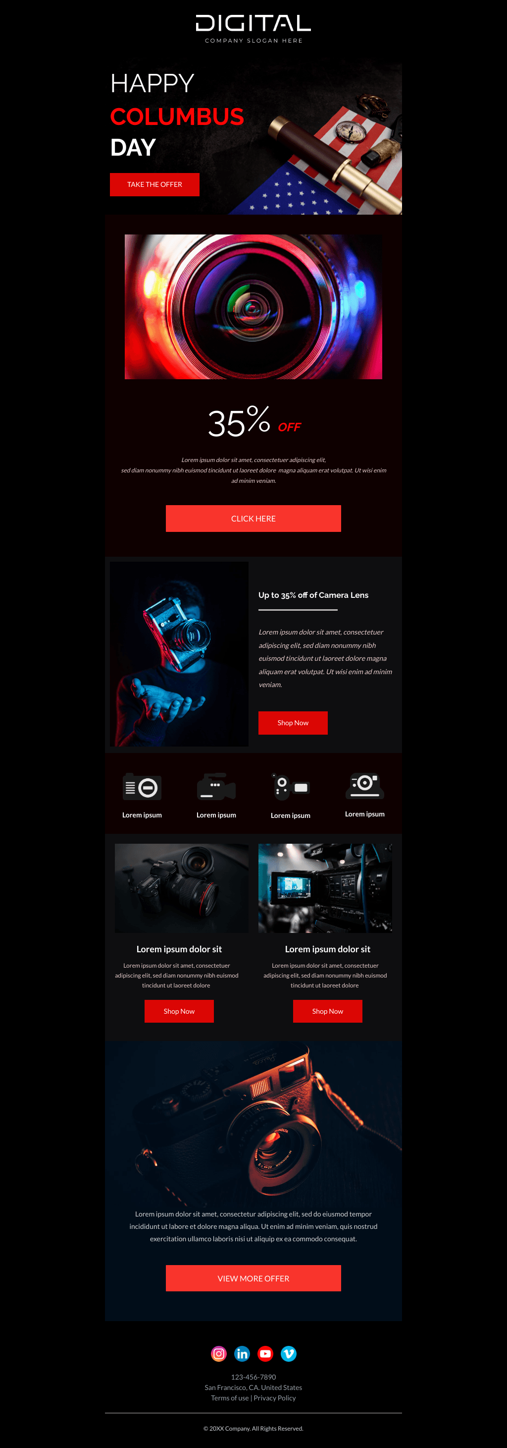 Laravel Mail Template - Columbus Day Camera Sales