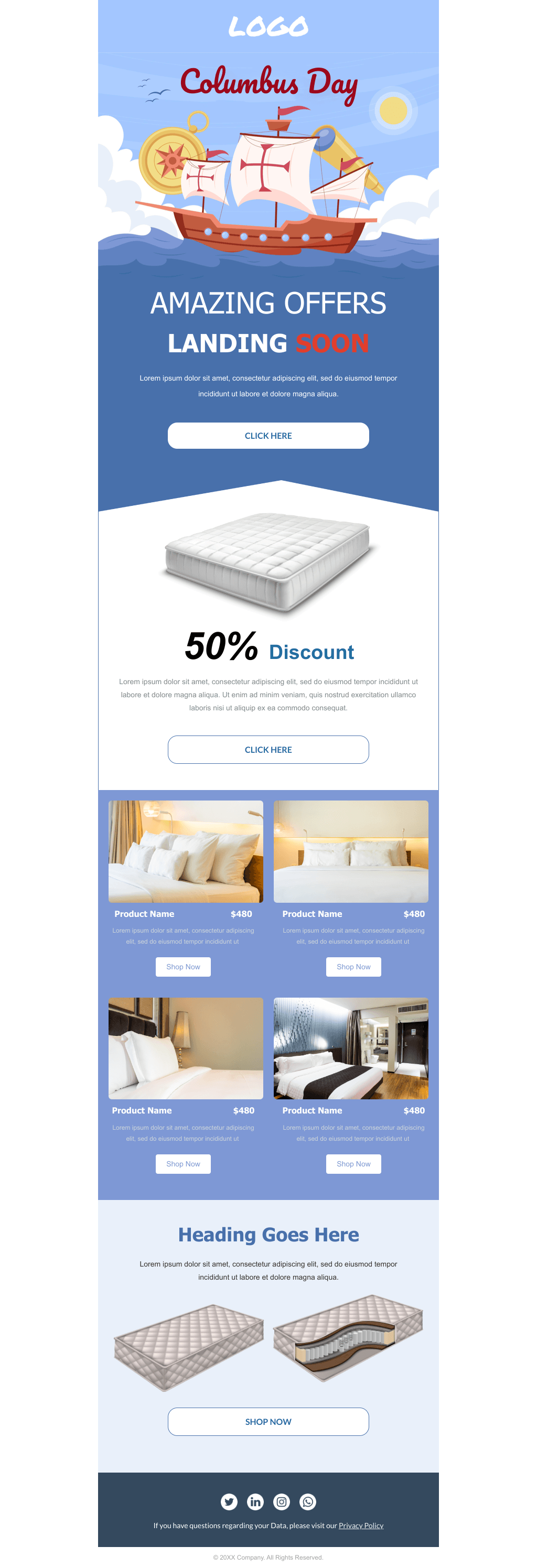 Laravel Mail Template - Columbus Day Mattress Sale