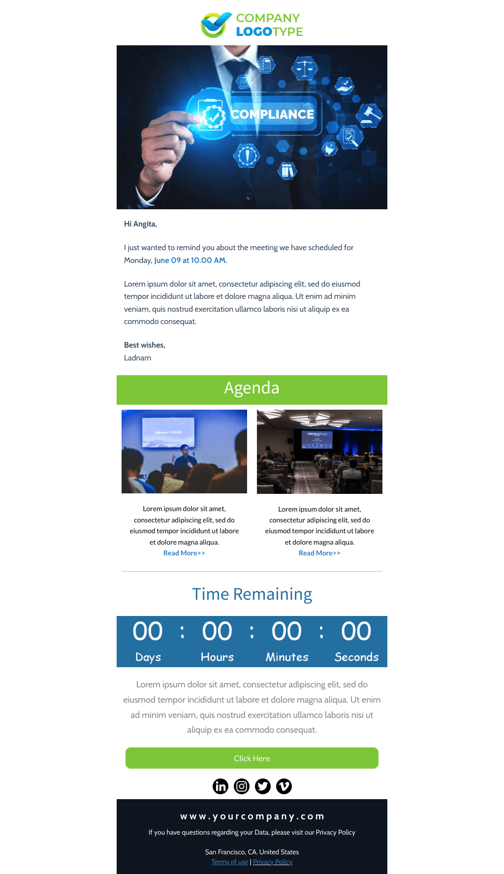 Laravel Mail Template - Compliance Training Reminder