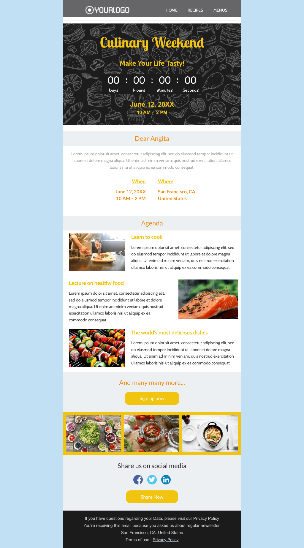 Laravel Mail Template - Culinary Weekend Event Reminder