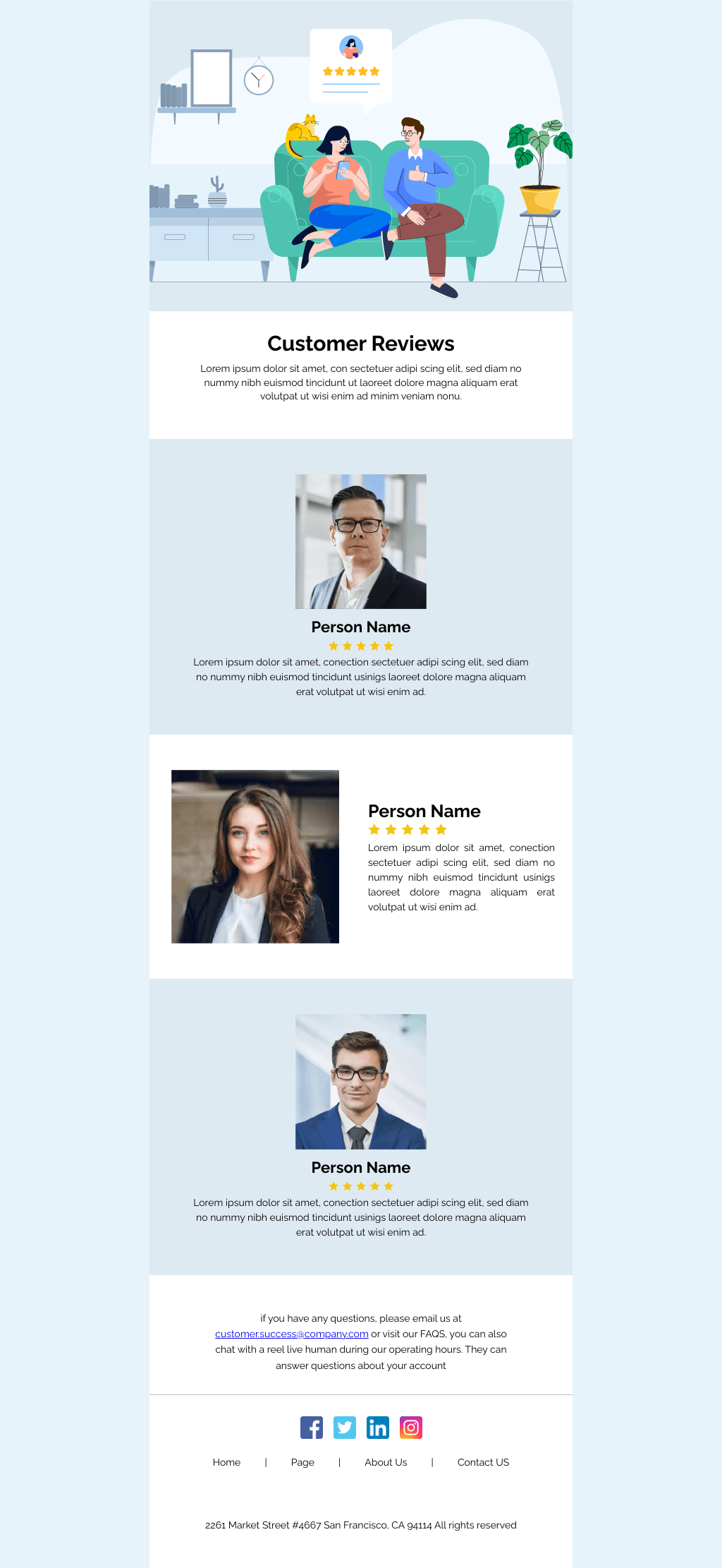 Laravel Mail Template - Customer Reviews