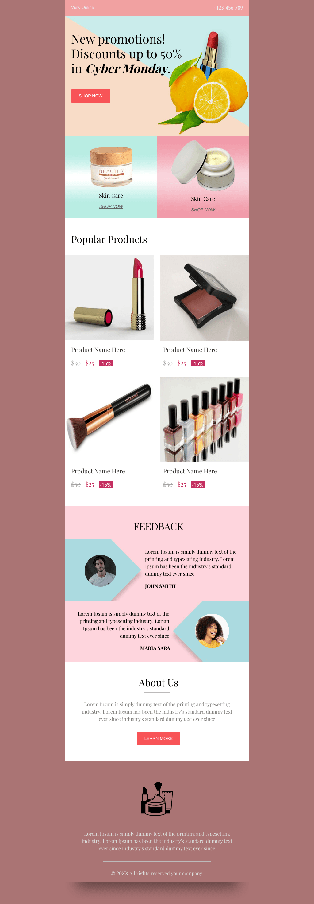 Laravel Mail Template - Cyber Monday Cosmetics Sale