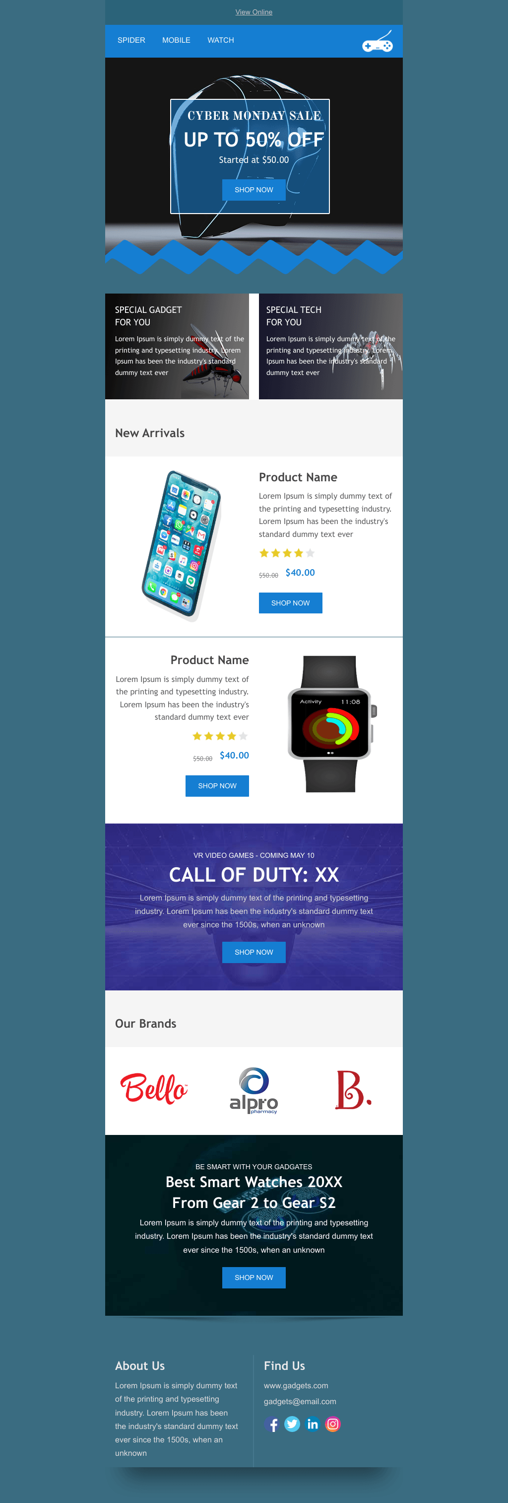 Laravel Mail Template - Cyber Monday Tech Gadgets Sale