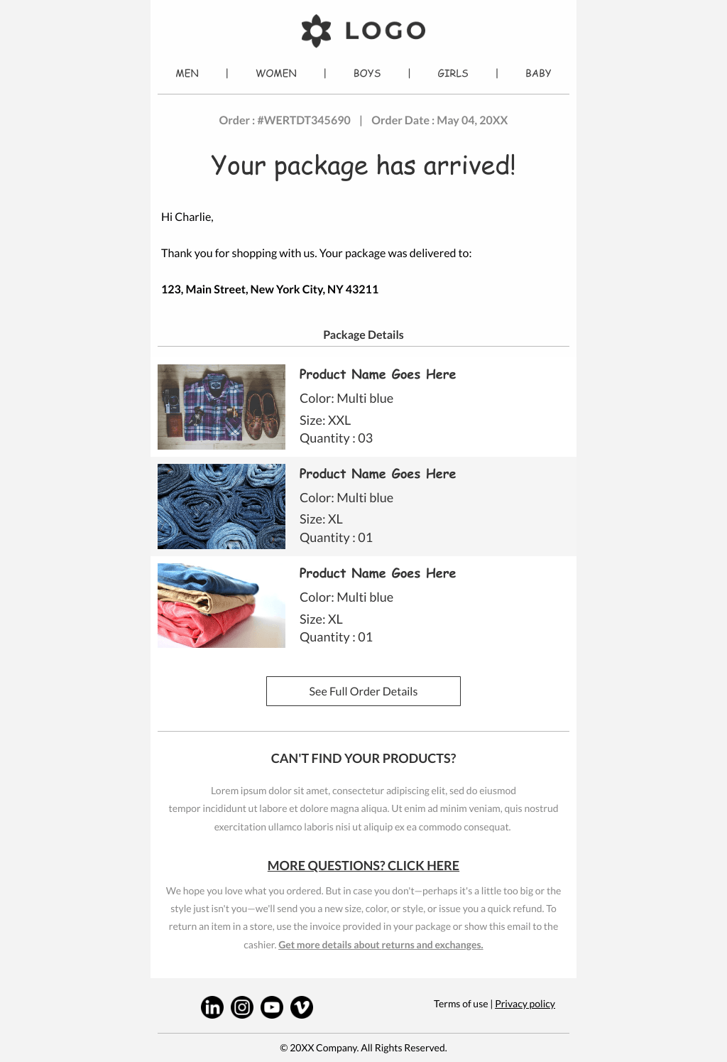 Laravel Mail Template - Delivery Confirmed