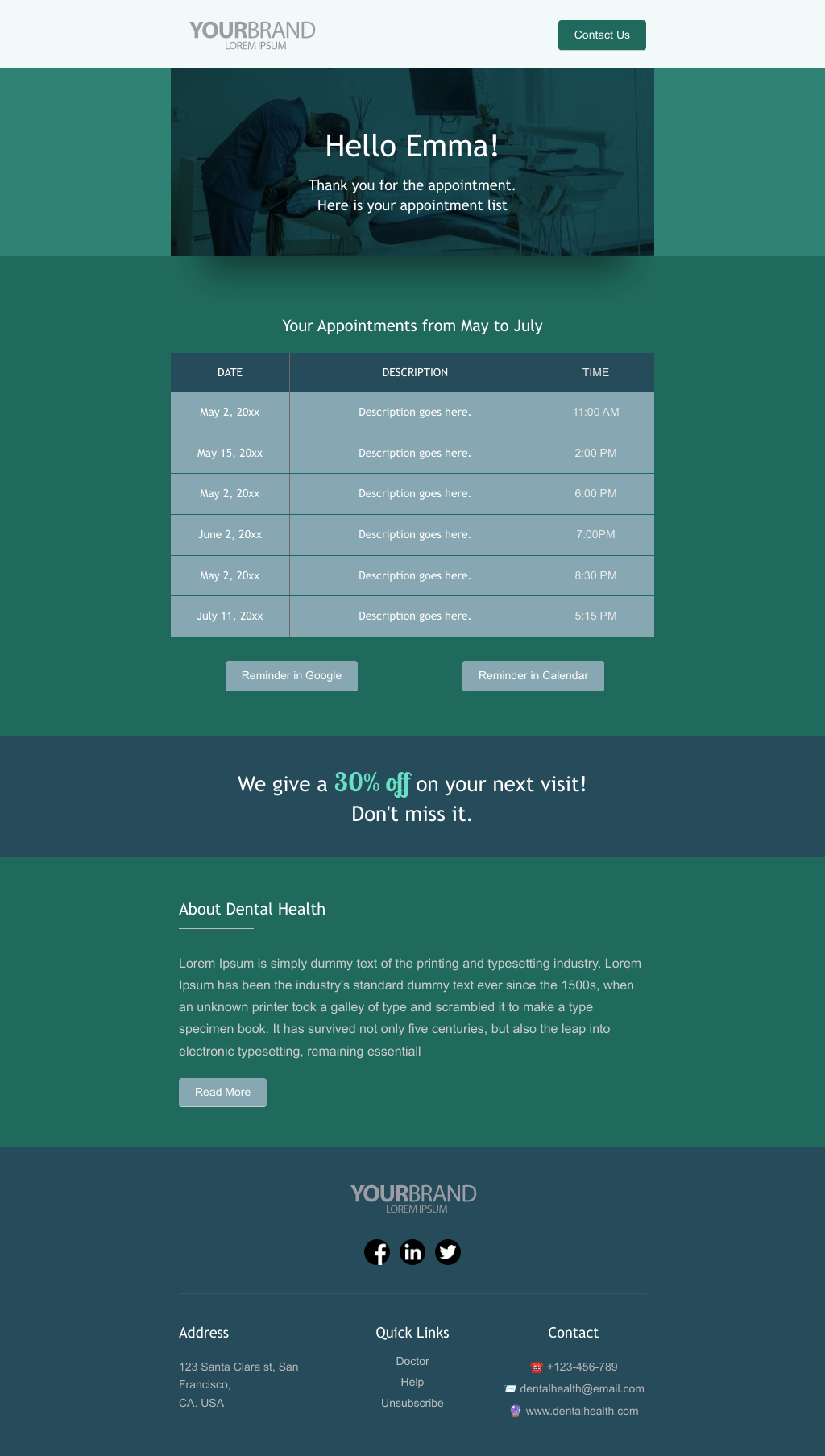 Laravel Mail Template - Dental Appointment