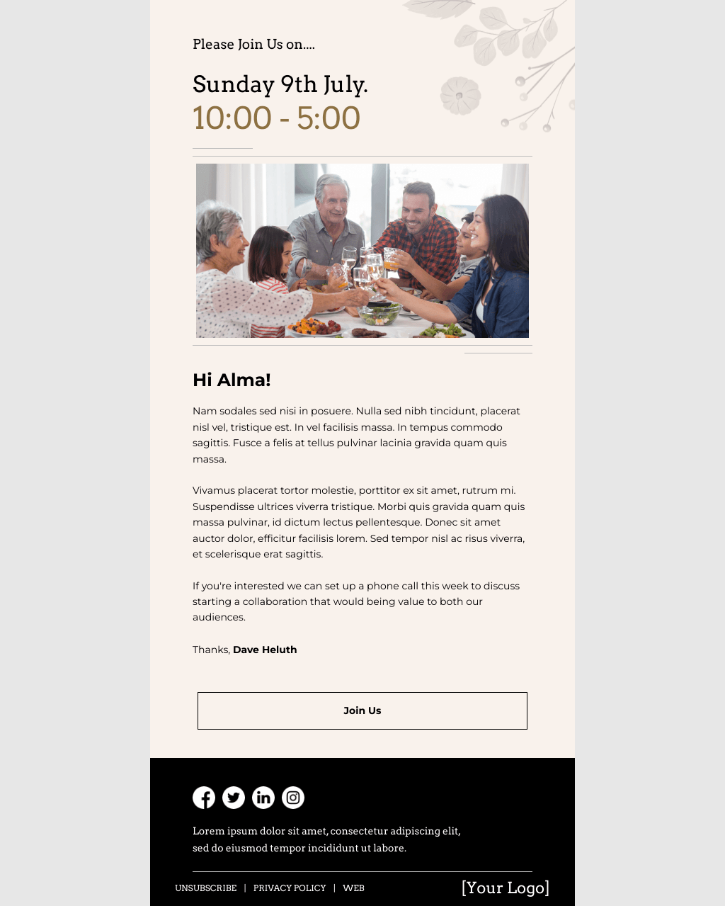 Laravel Mail Template - Family Reunion Month