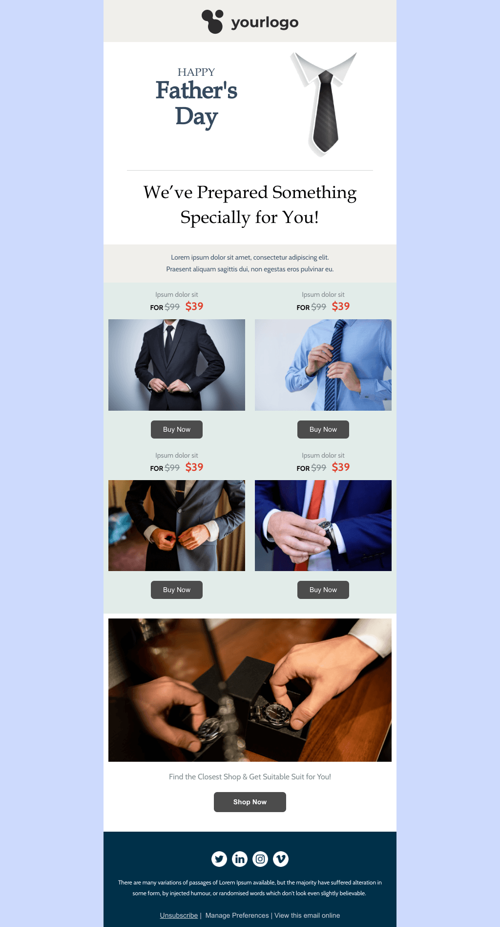 Laravel Mail Template - Father's Day Fashion Accessories 