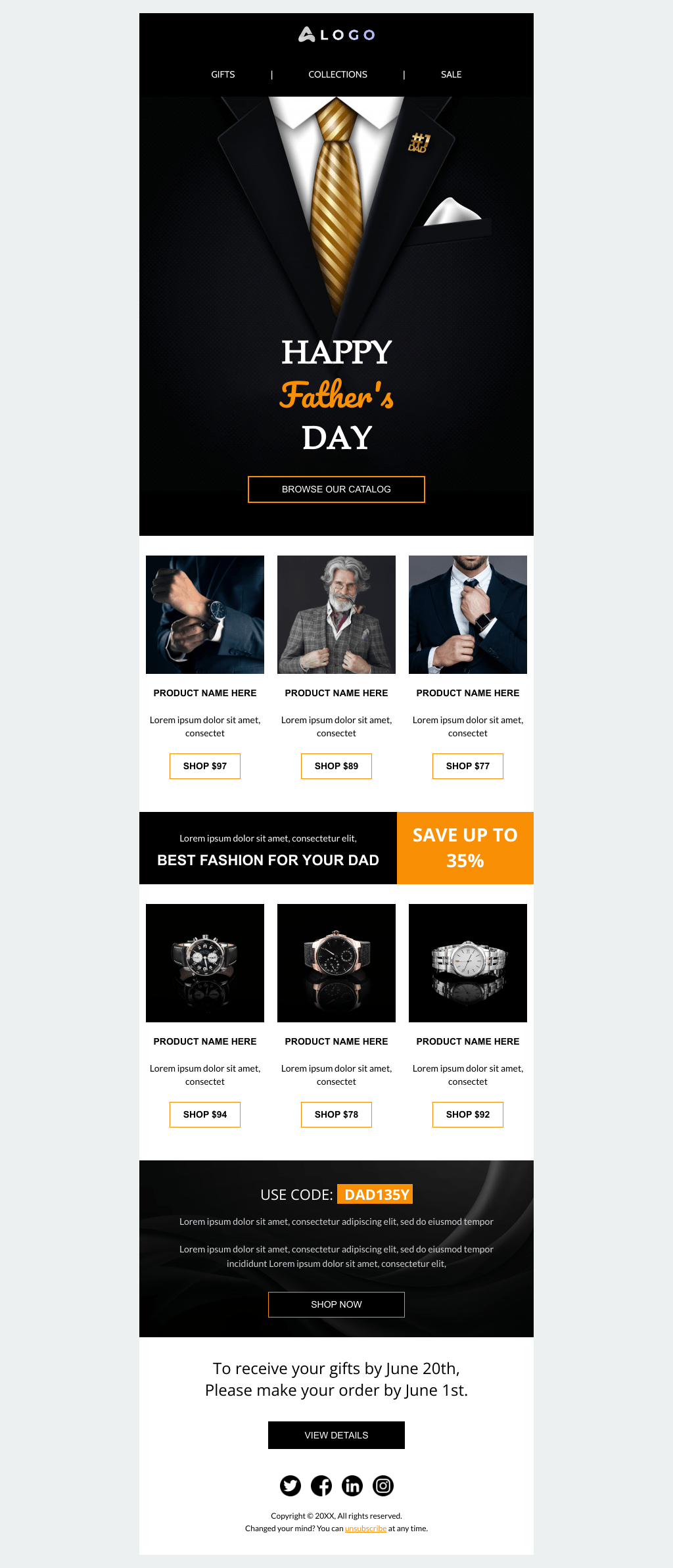 Laravel Mail Template - Father’s Day Fashion Products