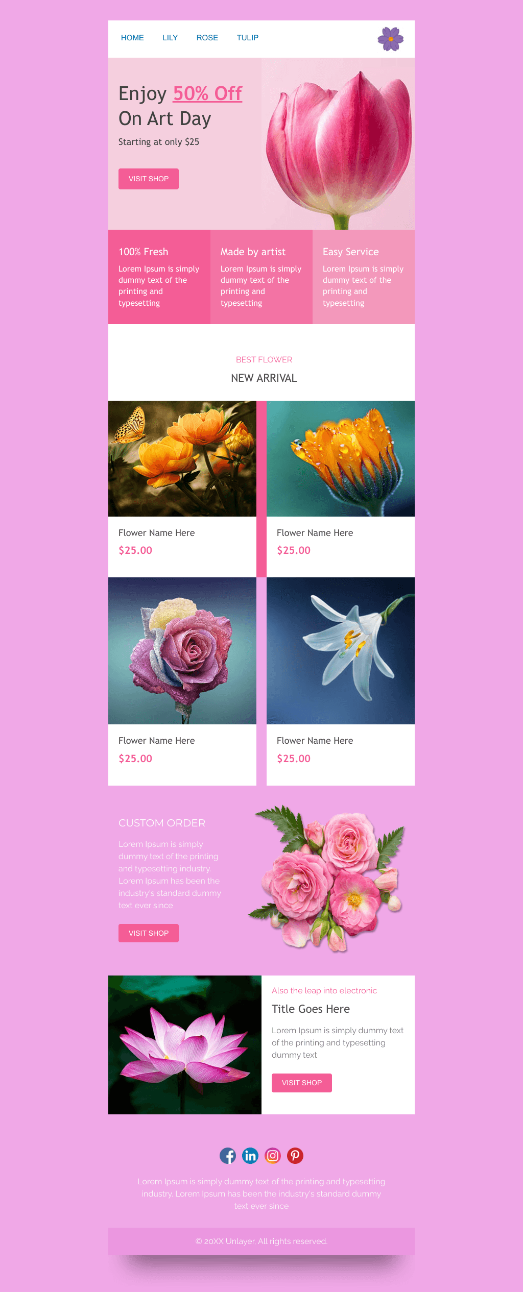 Laravel Mail Template - Flower Shop Art Day Discount