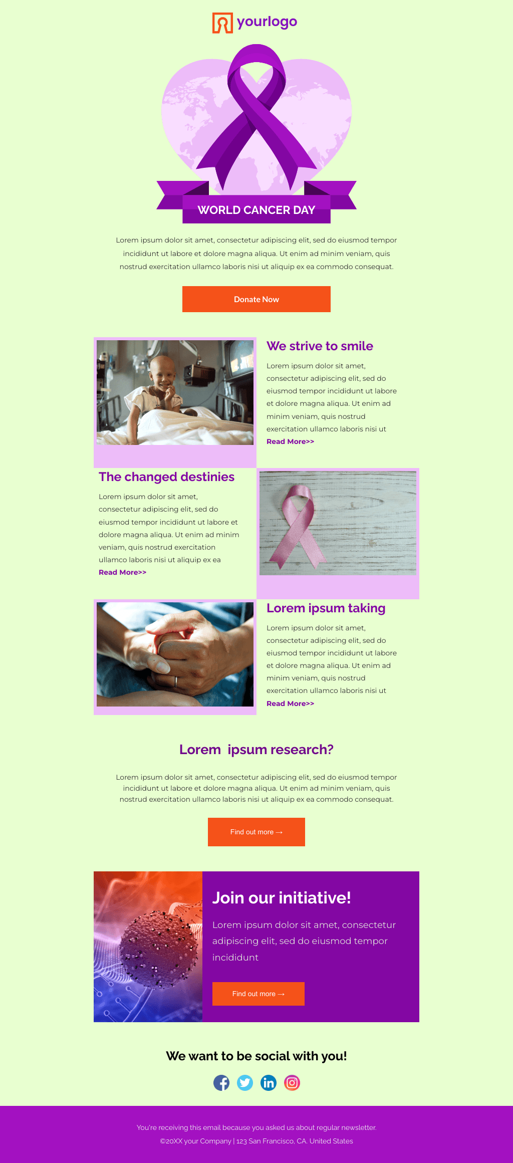 Laravel Mail Template - Fundraising Drive For Cancer Day