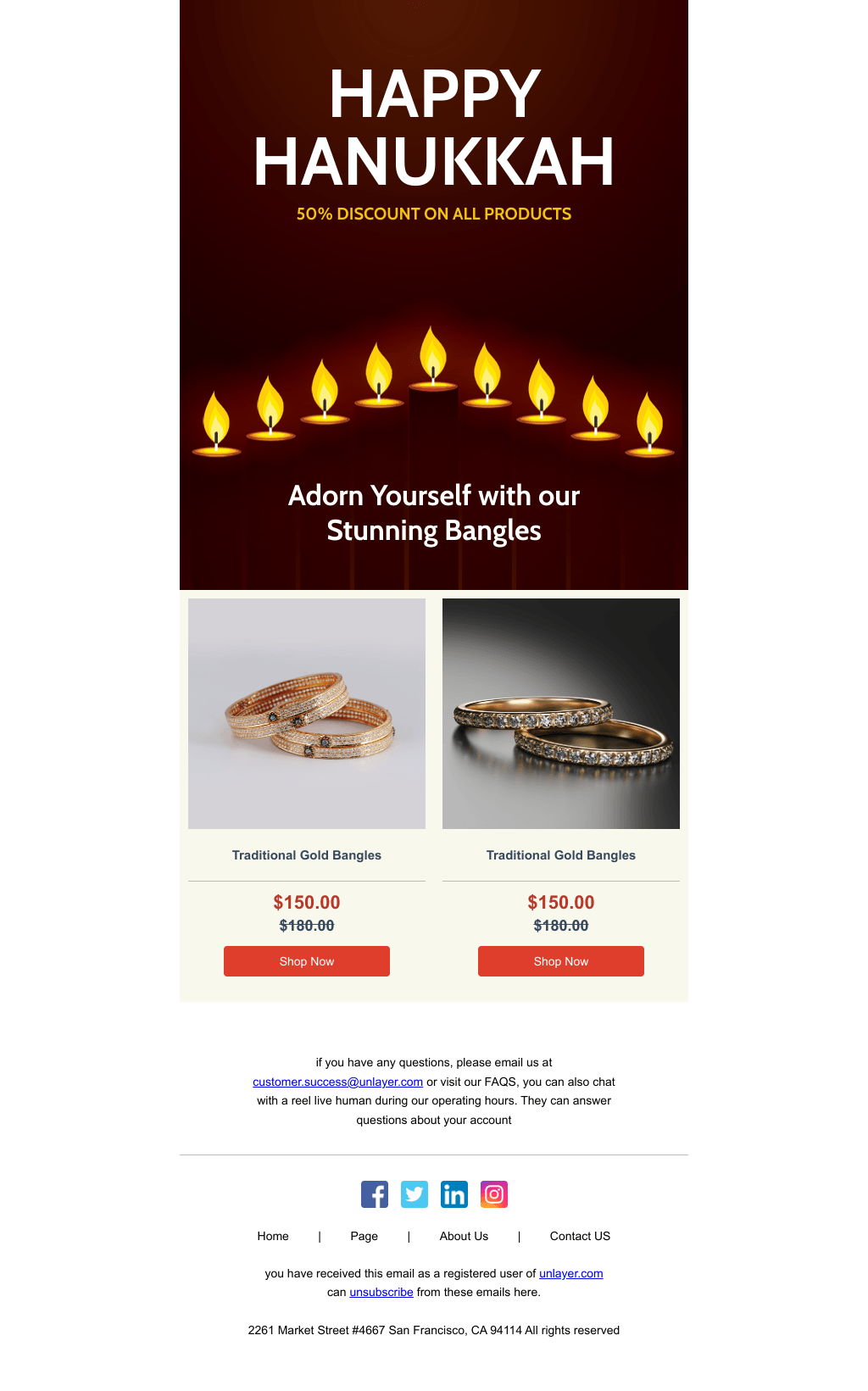 Laravel Mail Template - Hanukkah Promotion Discounts