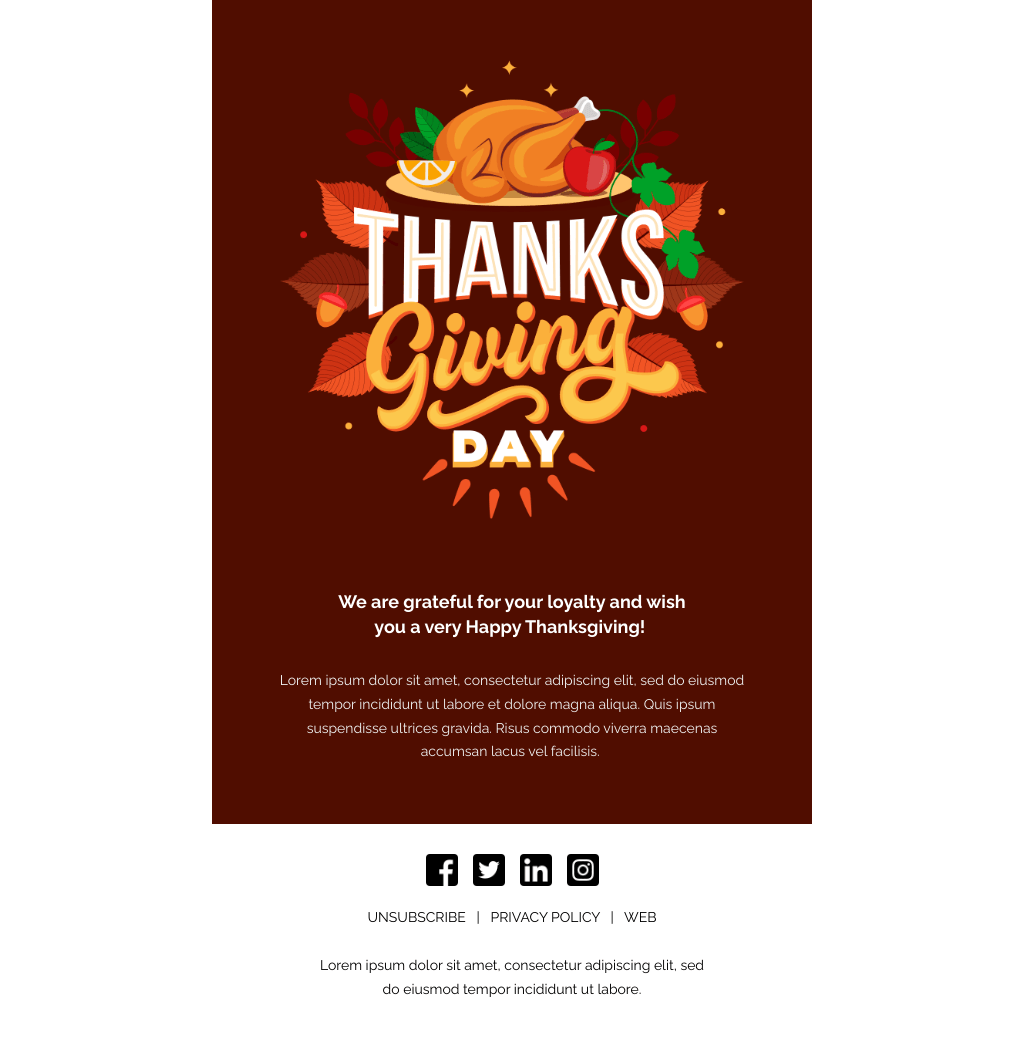 Laravel Mail Template - Happy Thanksgiving