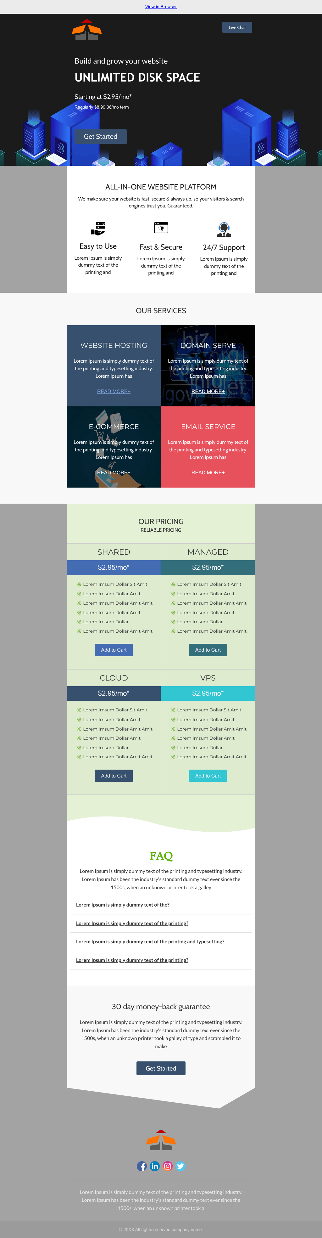 Laravel Mail Template - Hosting Service Promotion