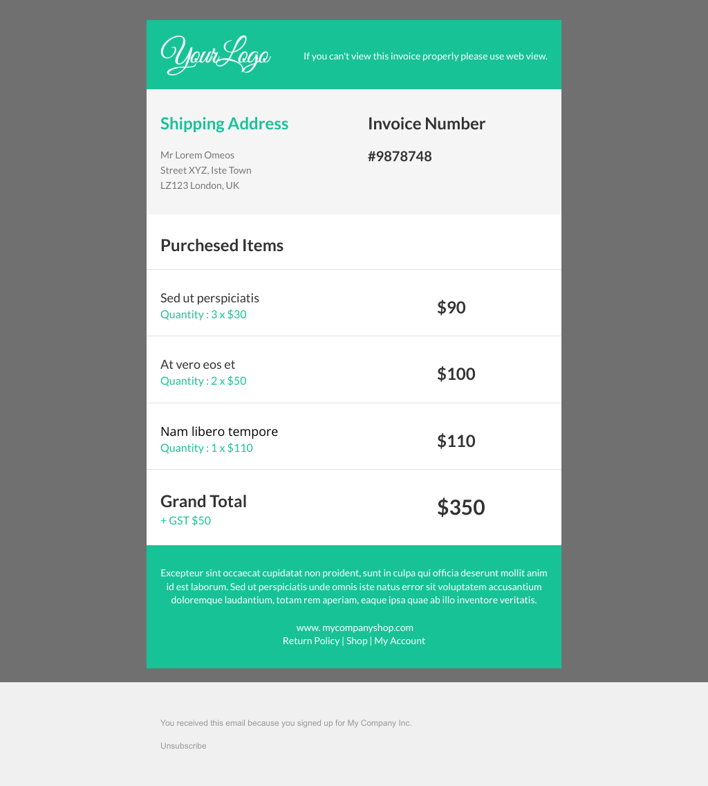 Laravel Mail Template - Invoice
