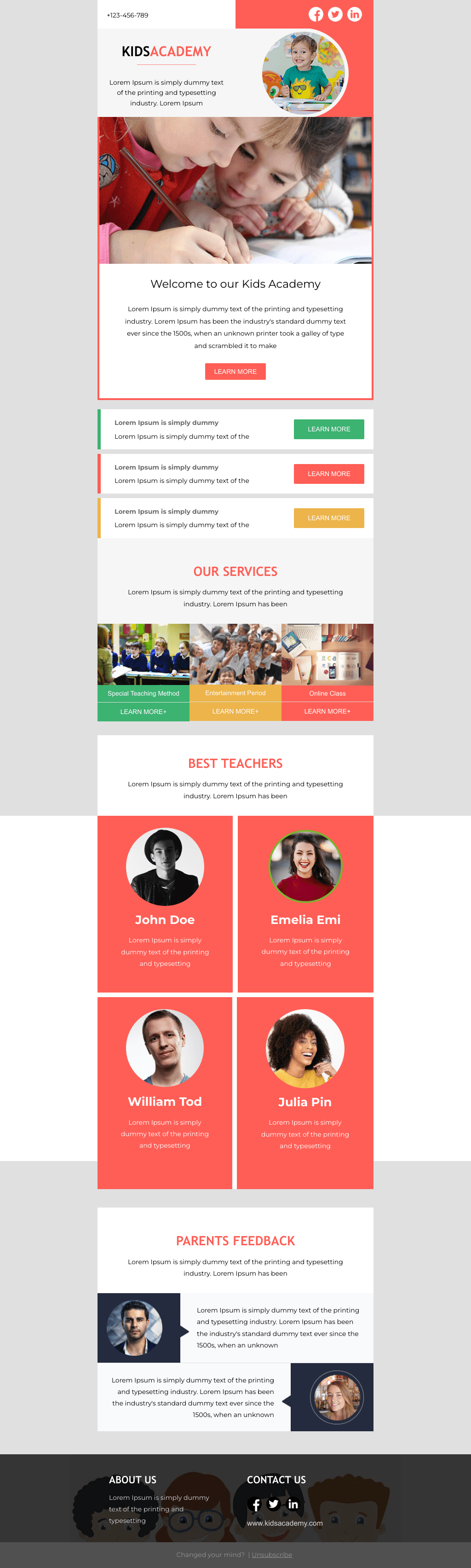 Laravel Mail Template - Kids Academy