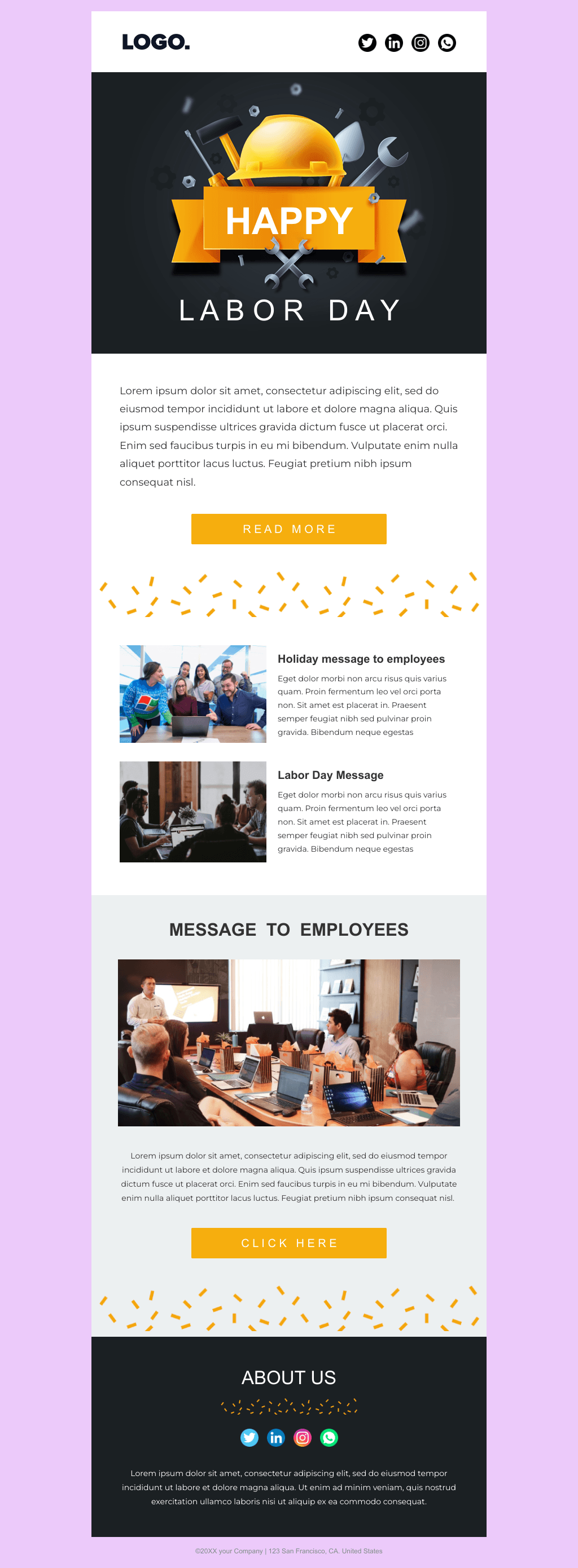 Laravel Mail Template - Labor Day Holiday
