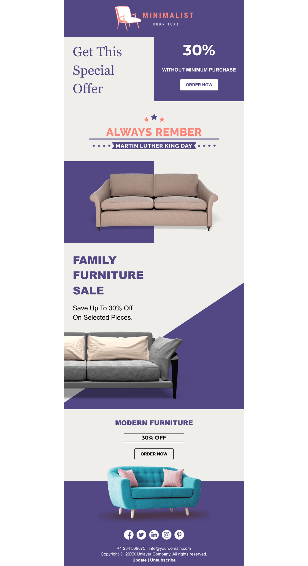 Laravel Mail Template - Martin Luther King Jr. Day Furniture Sale