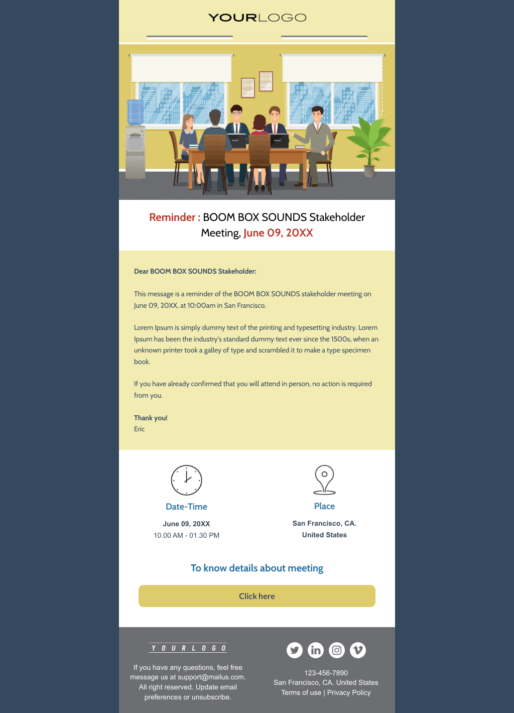 Laravel Mail Template - Meeting Reminder