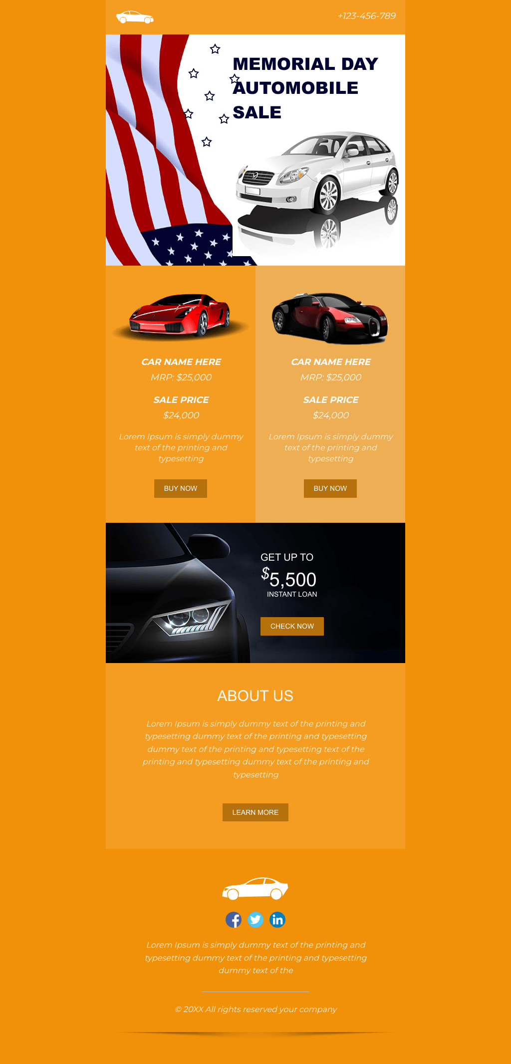 Laravel Mail Template - Memorial Day Automotive Sale