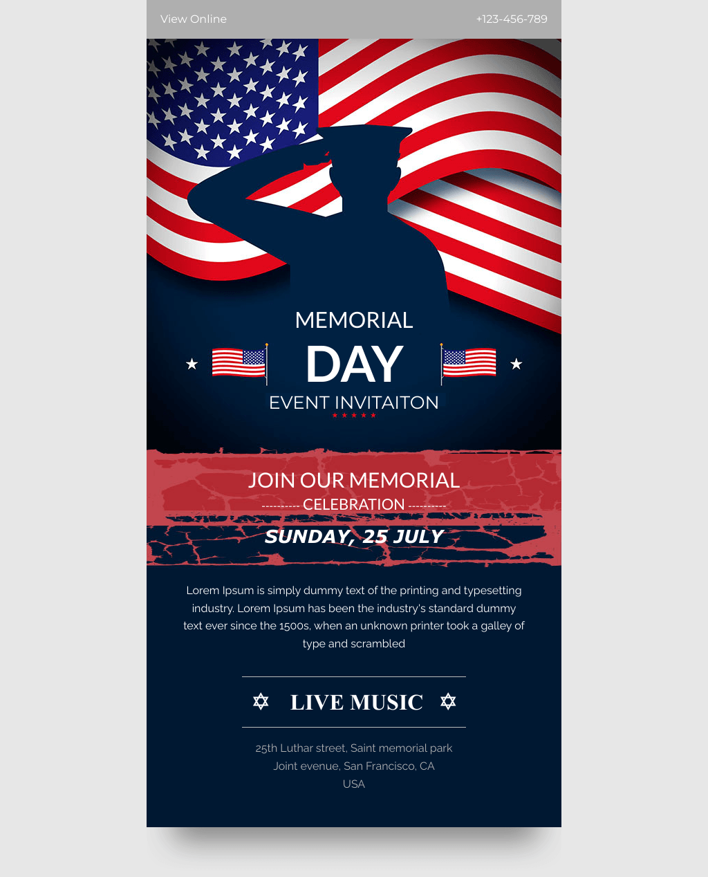 Laravel Mail Template - Memorial Day Event Invitation