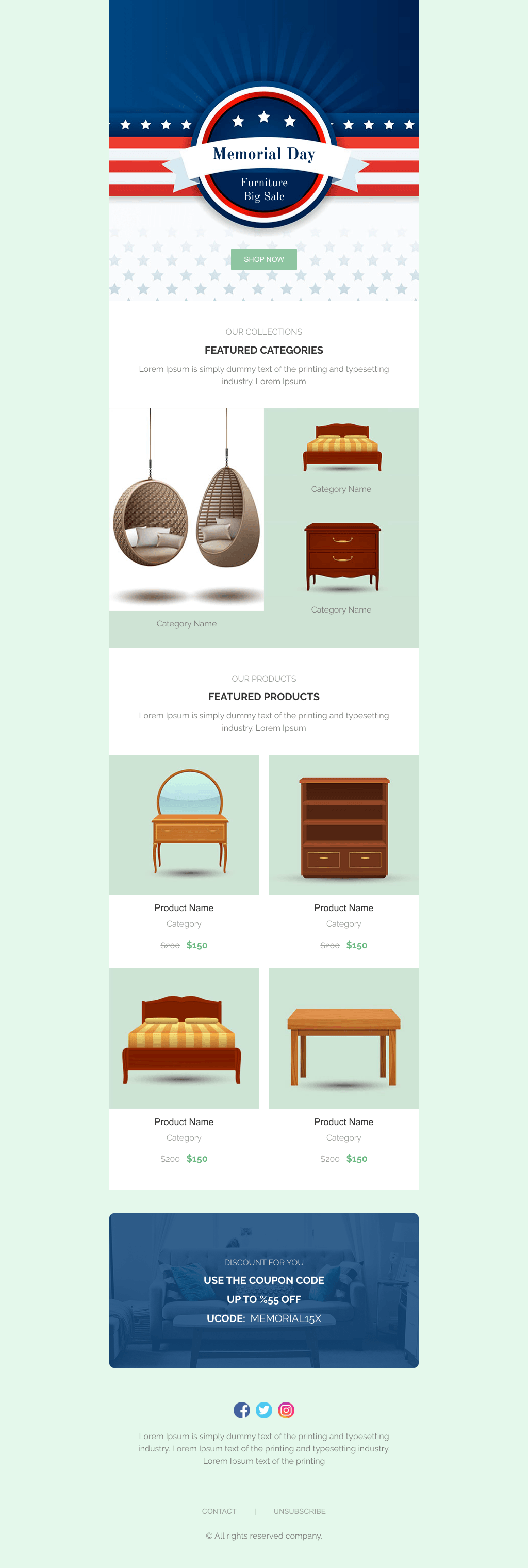 Laravel Mail Template - Memorial Day Furniture Sale