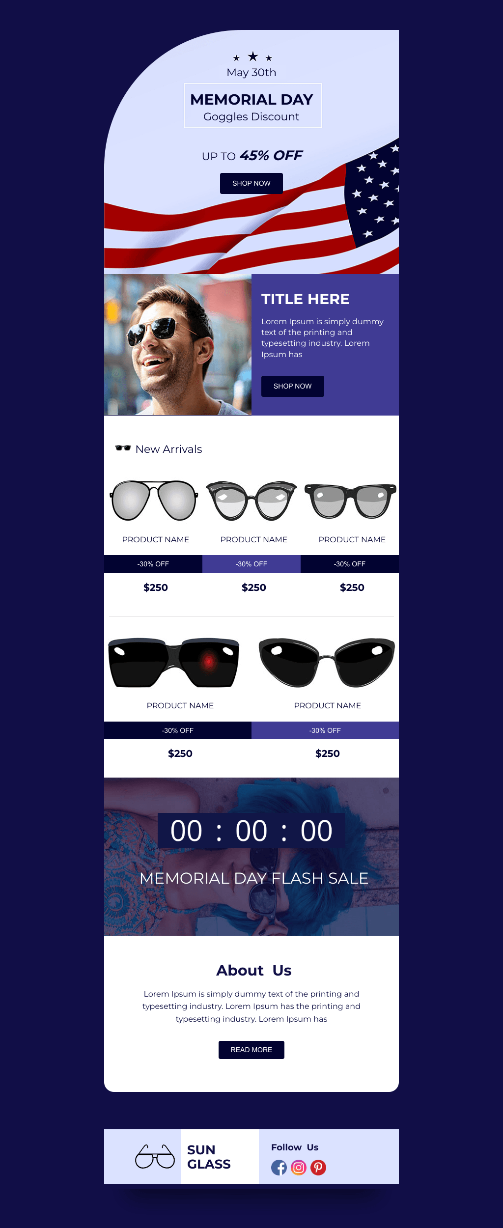 Laravel Mail Template - Memorial Day Goggles Discount