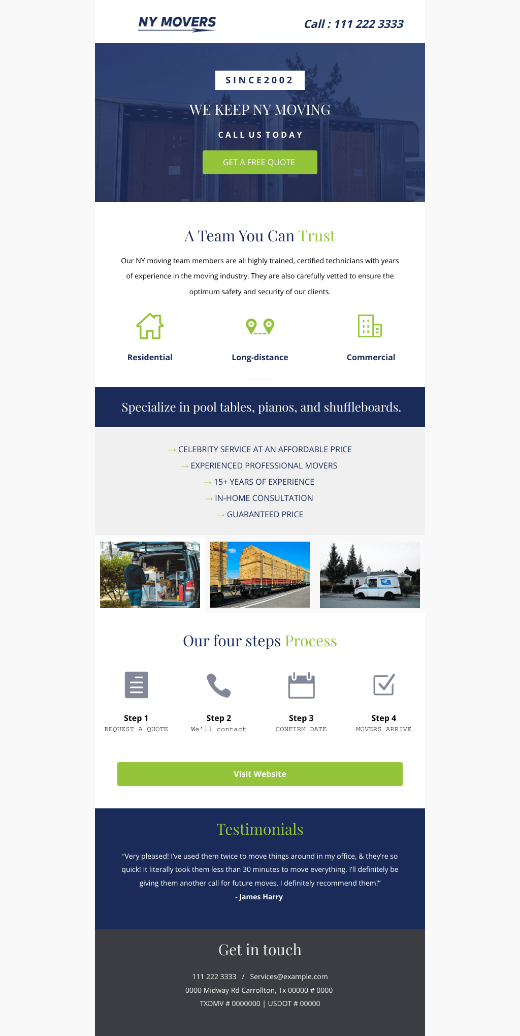 Laravel Mail Template - Moving company