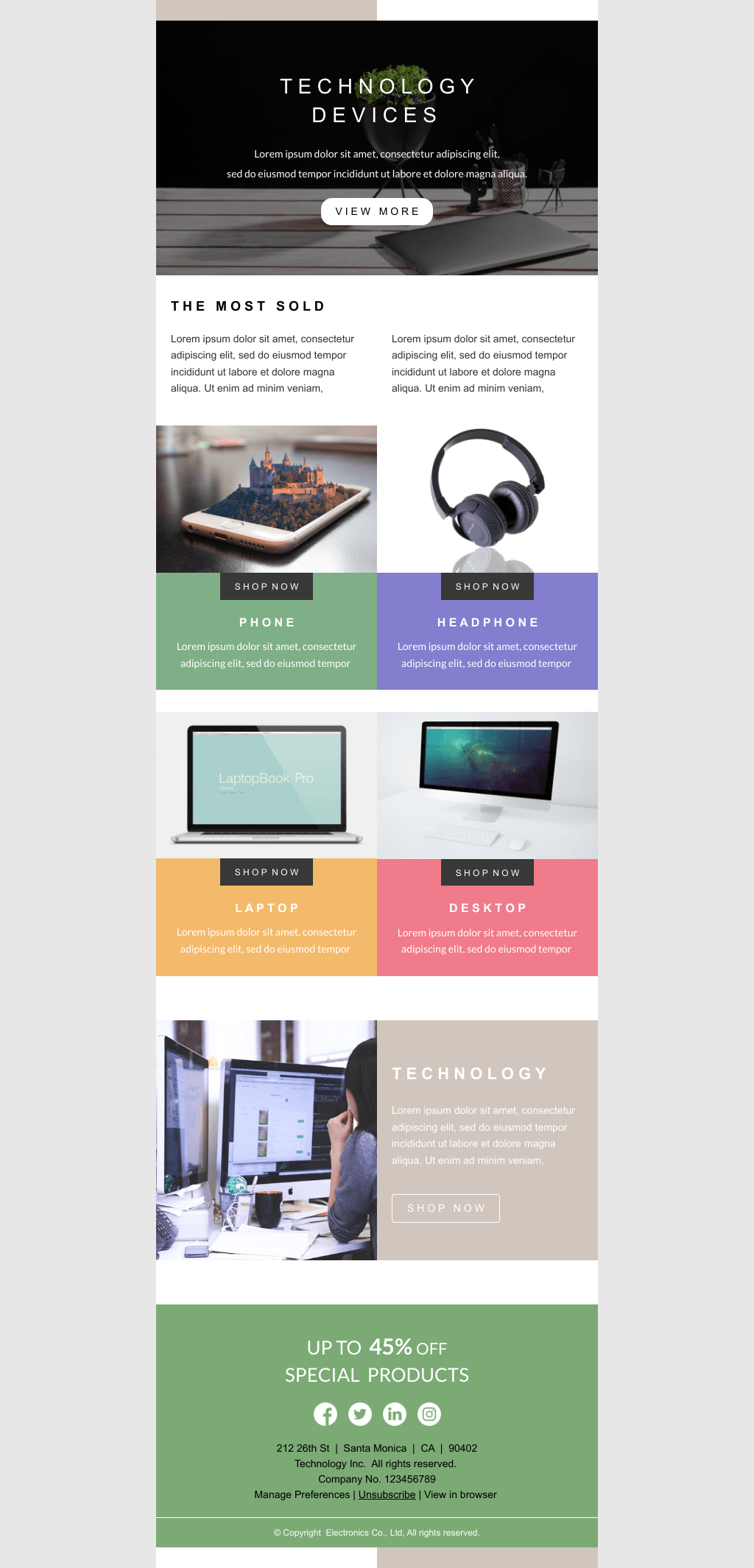 Laravel Mail Template - Technology Devices