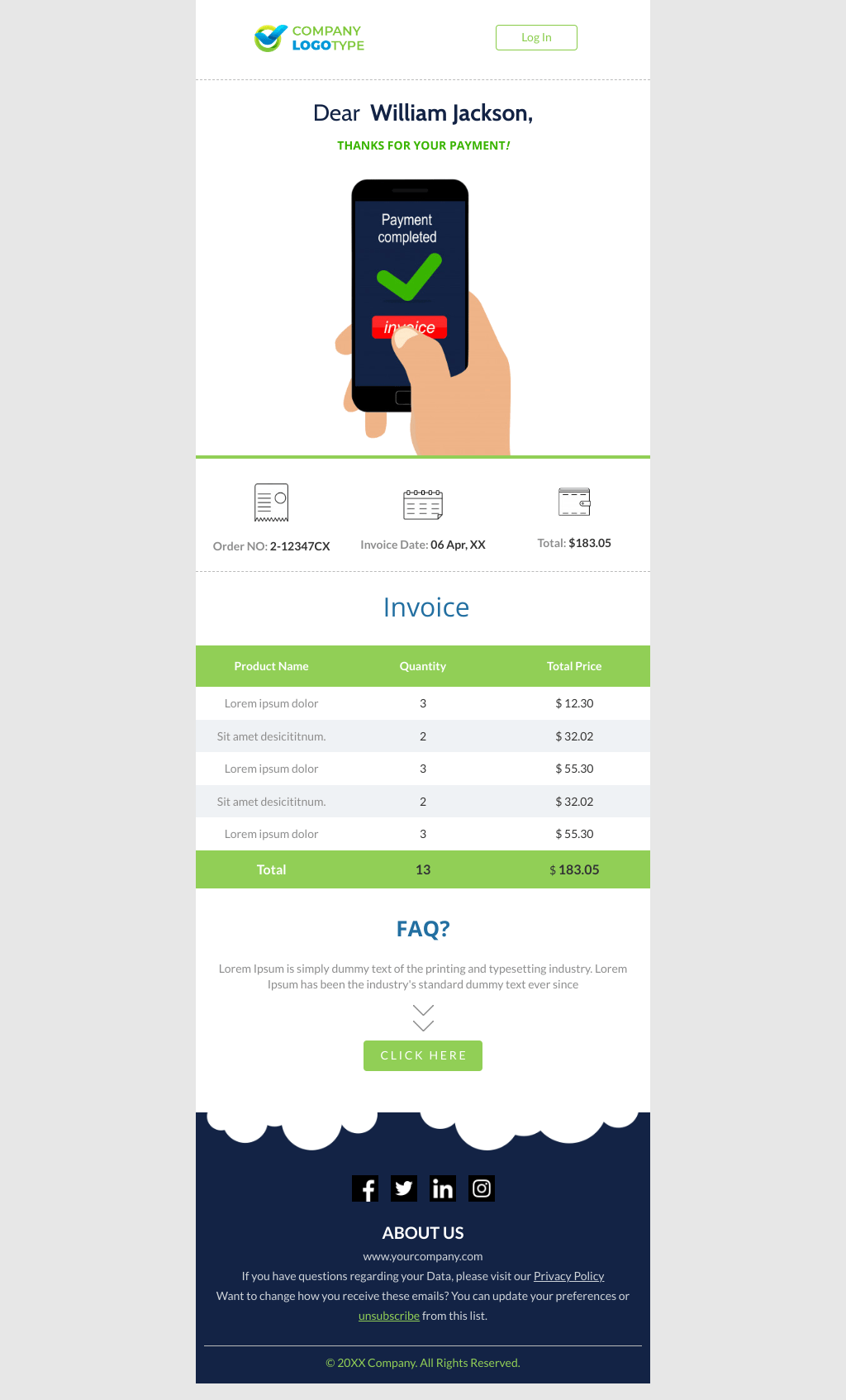 Laravel Mail Template - Payment Complete