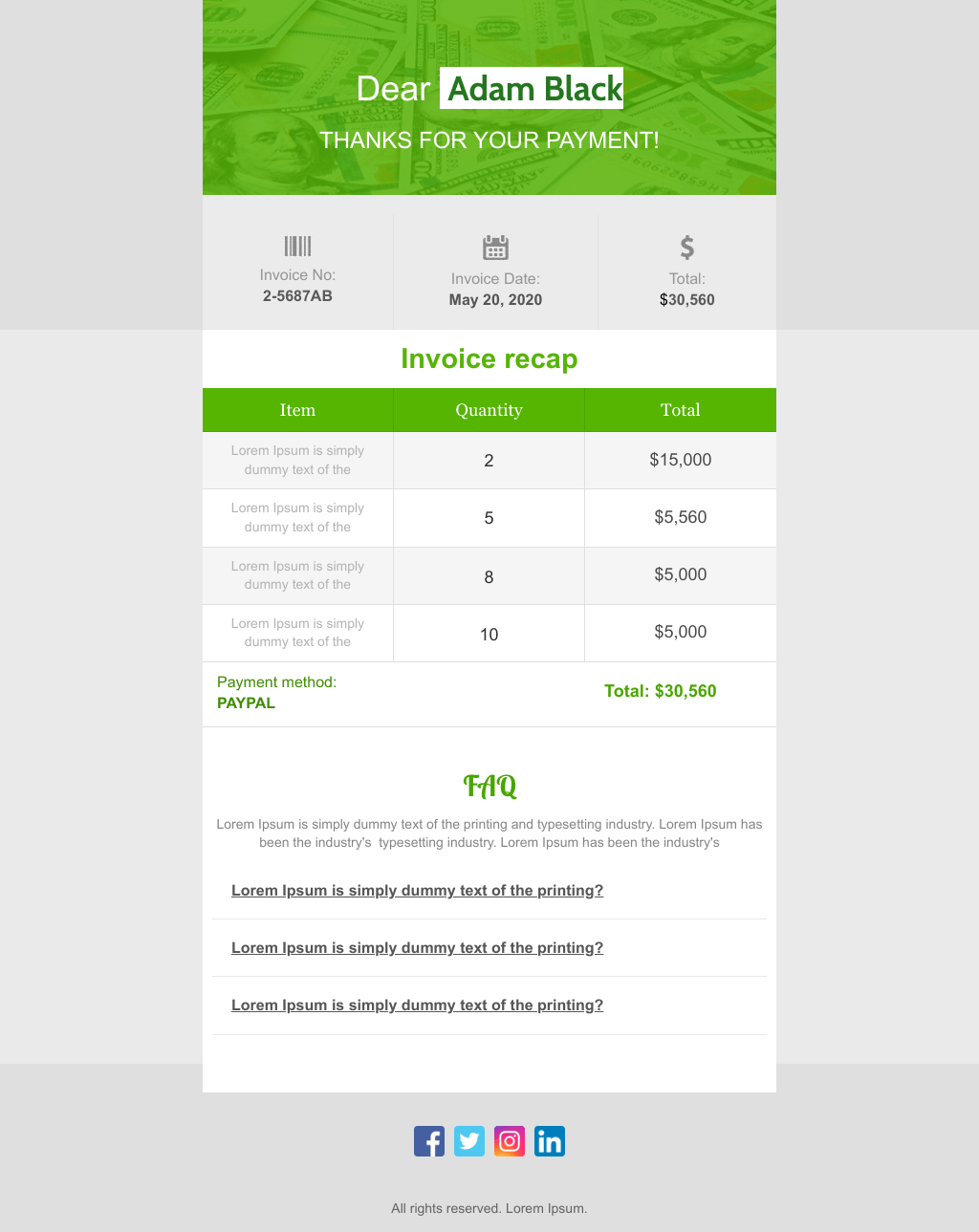 Laravel Mail Template - Payment Confirmation