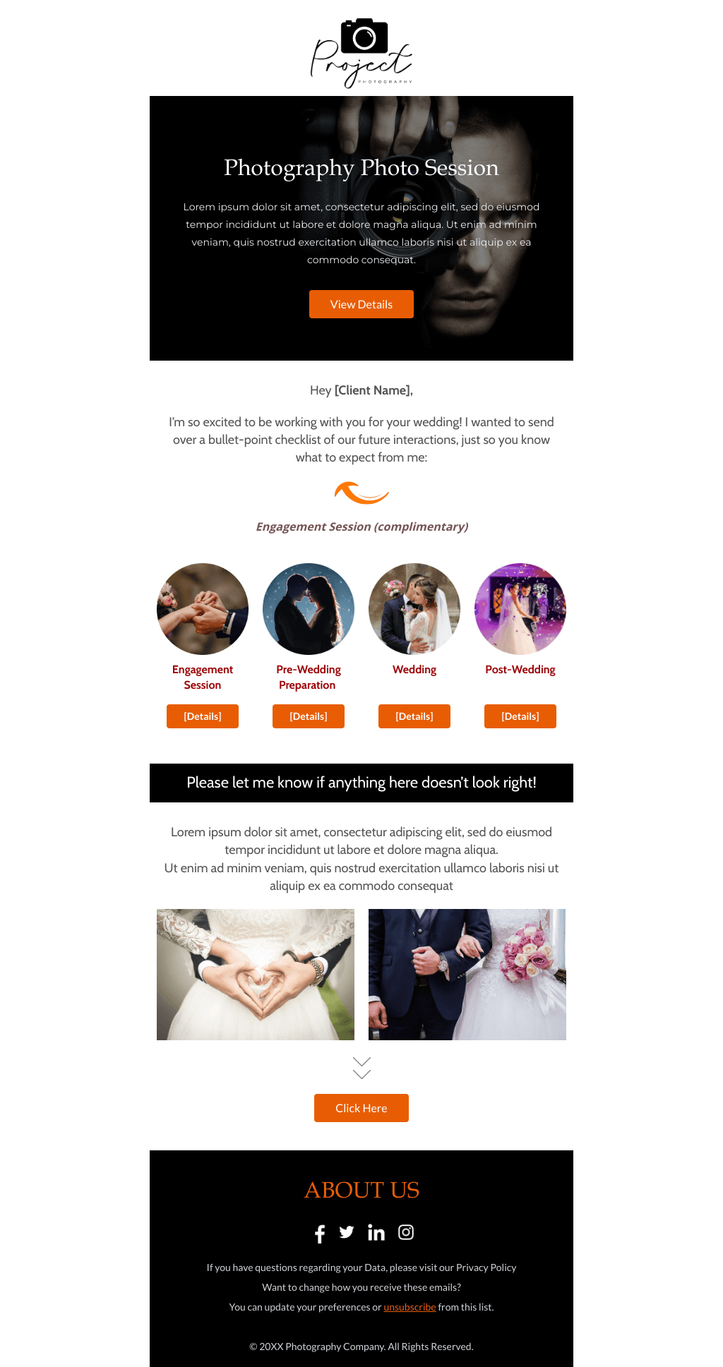 Laravel Mail Template - Photographer Post Booking