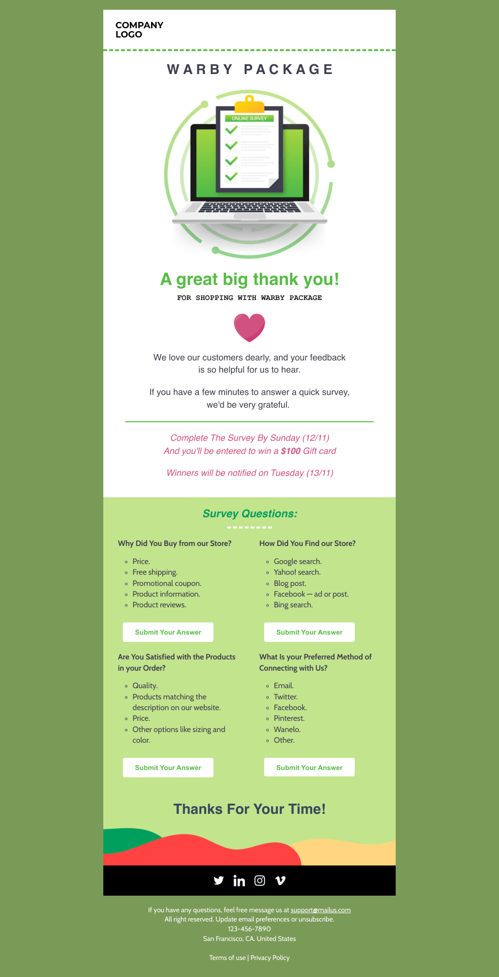 Laravel Mail Template - Post-Purchase Survey