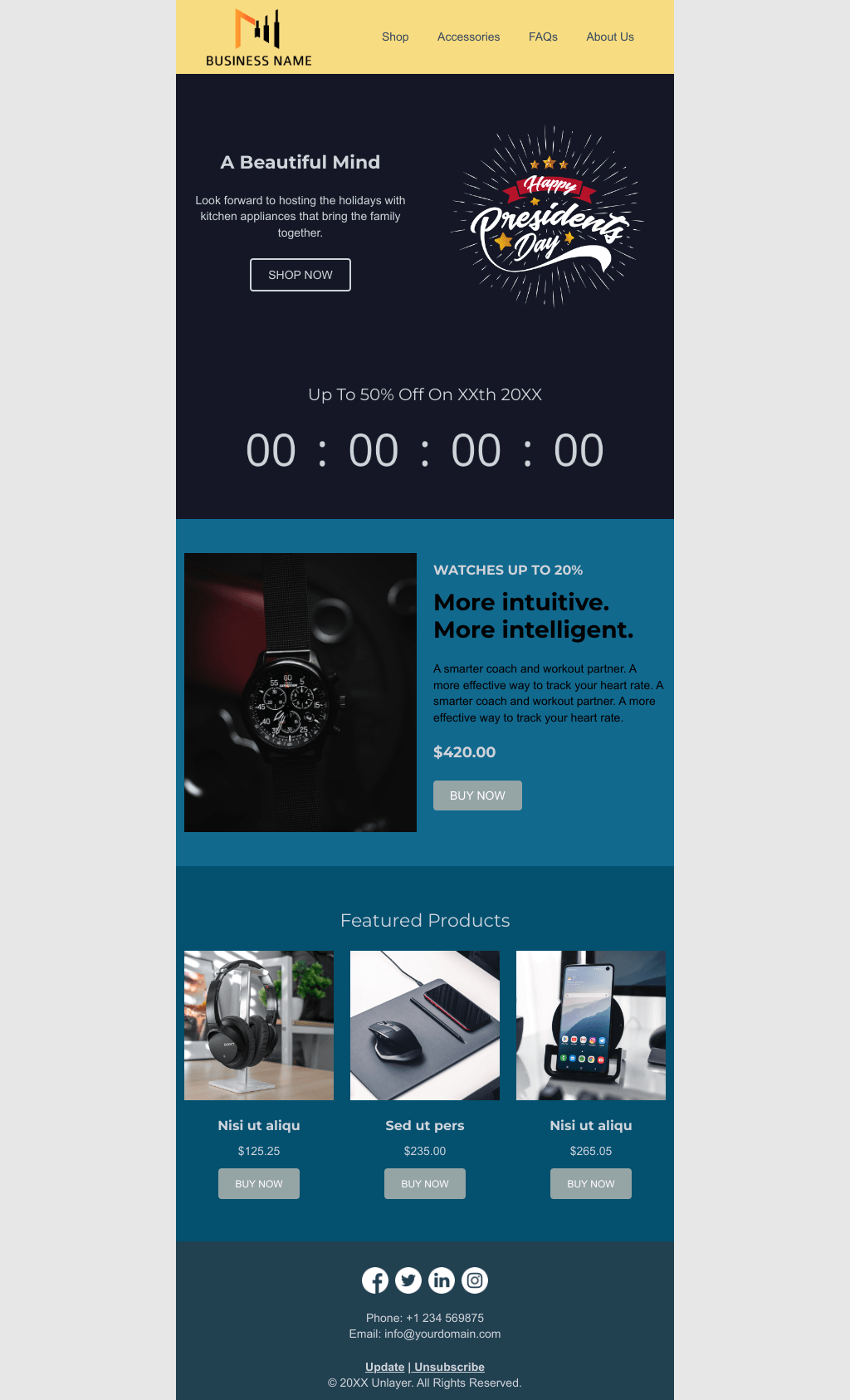 Laravel Mail Template - Presidents’ Day Electronics Sale