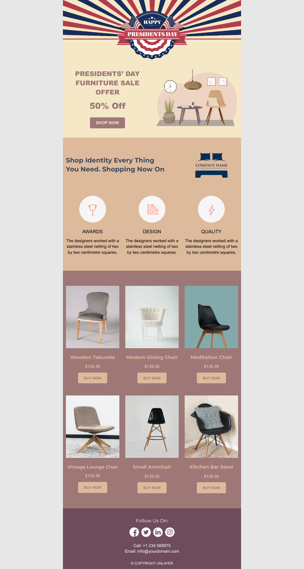 Laravel Mail Template - Presidents’ Day Furniture Sale