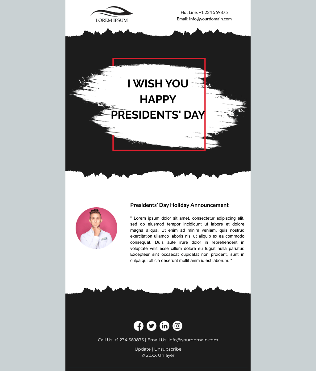 Laravel Mail Template - Presidents’ Day Holiday Announcement 
