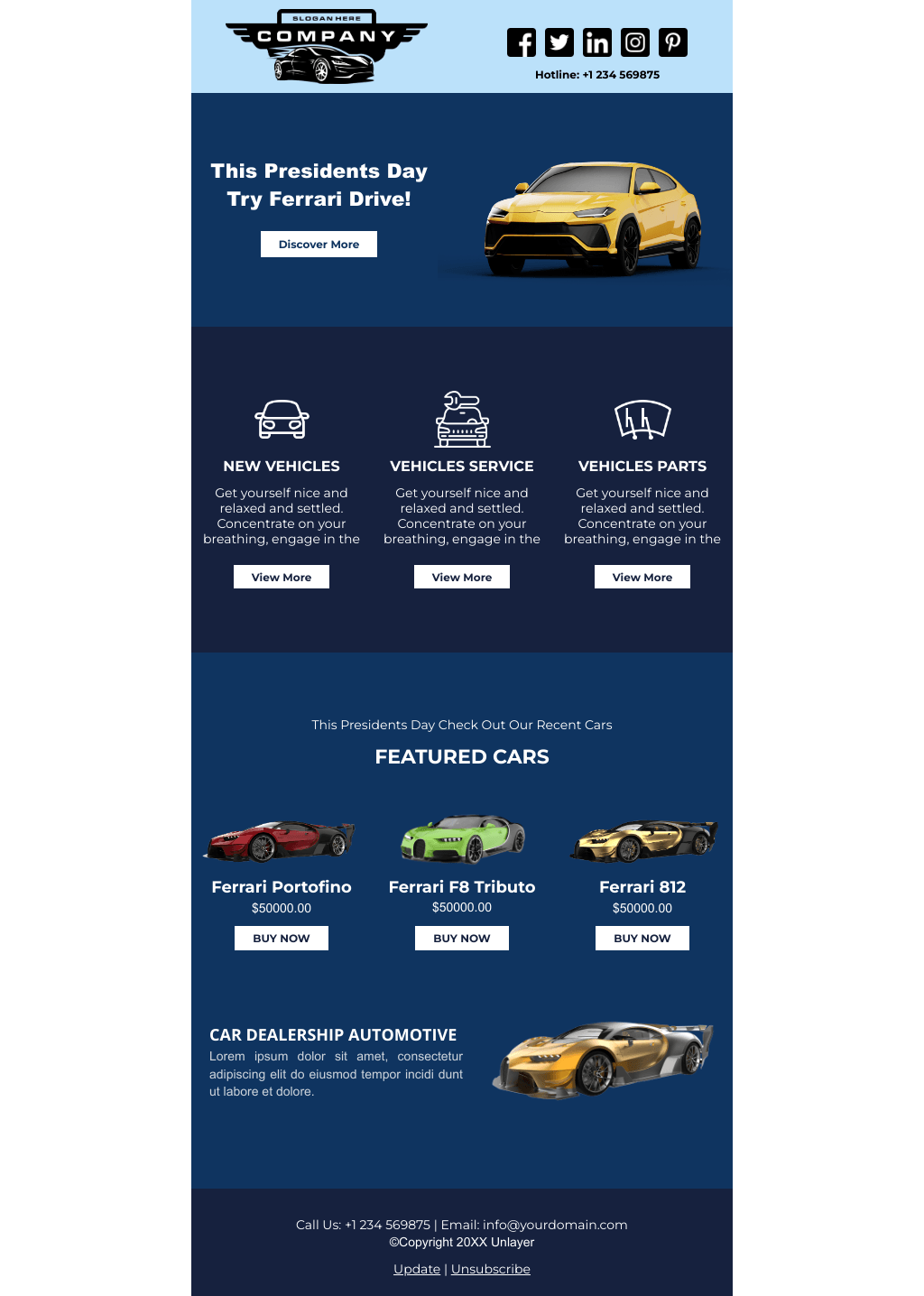 Laravel Mail Template - Presidents’ Day Sale Car Dealerships