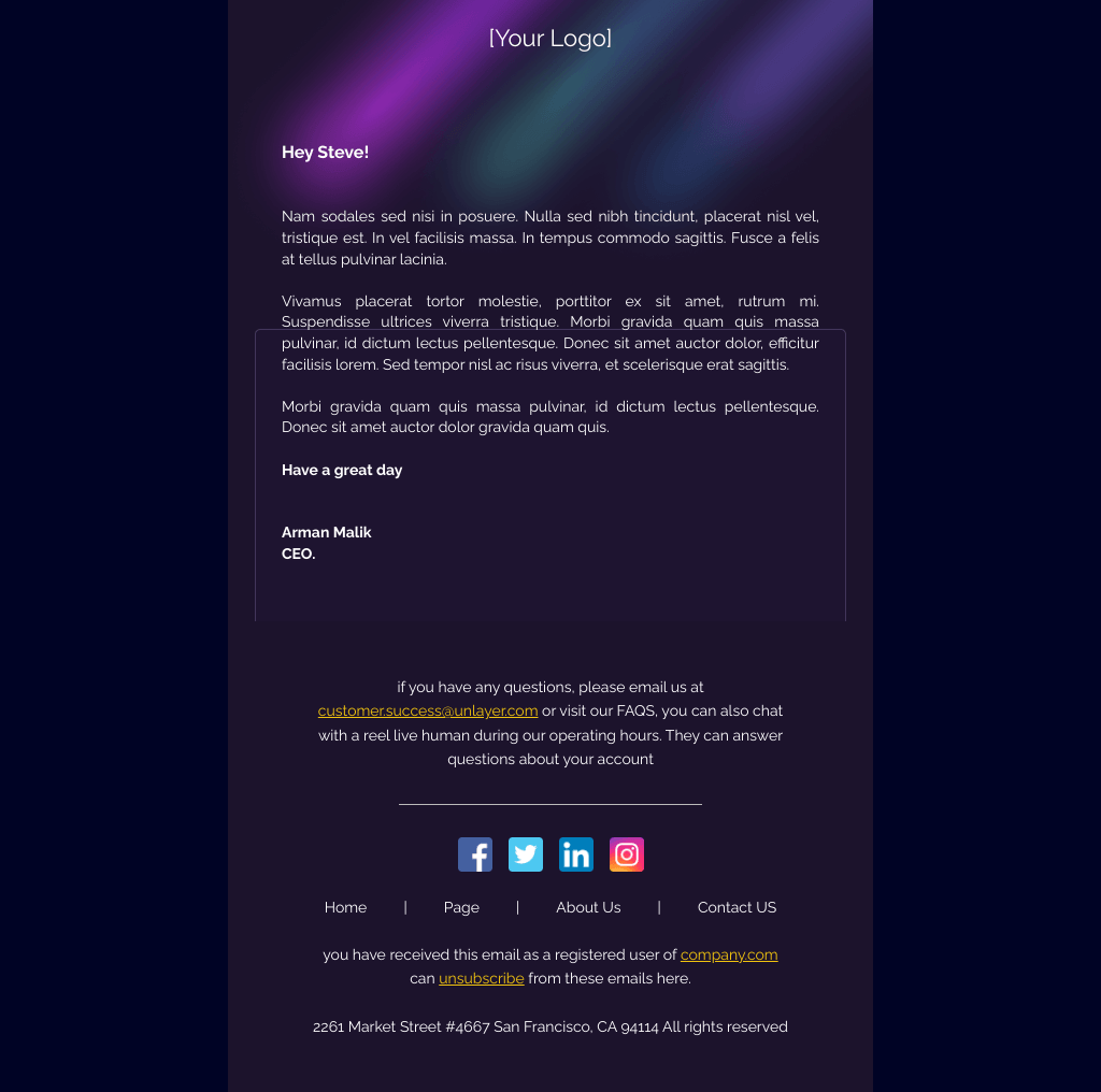 Laravel Mail Template - Project Budget Update Email