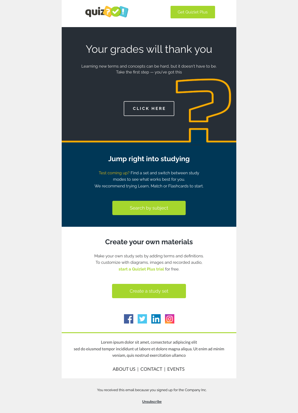 Laravel Mail Template - Quiz Time