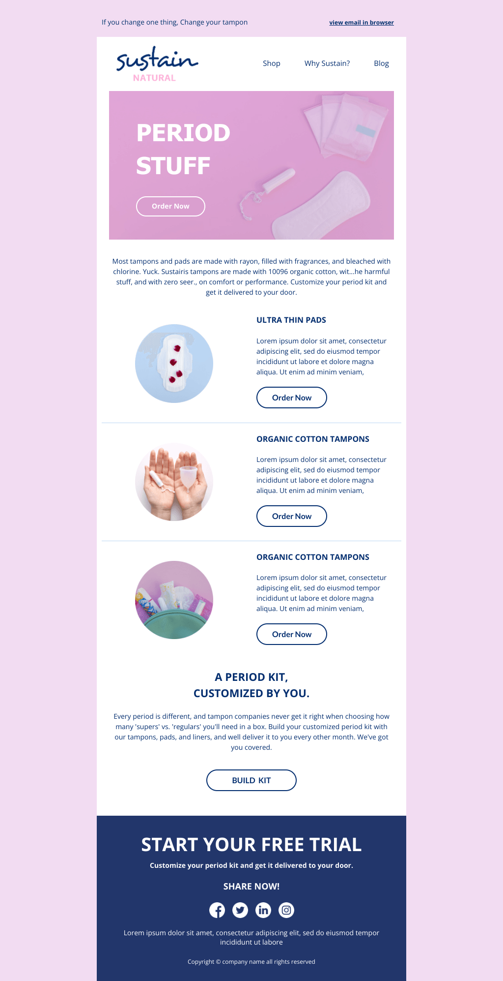 Laravel Mail Template - Sanitary Pads Promotion