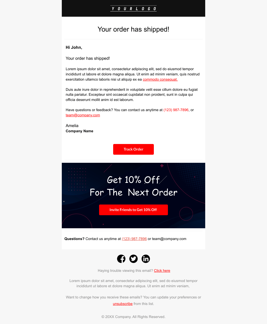 Laravel Mail Template - Shipping Confirmation