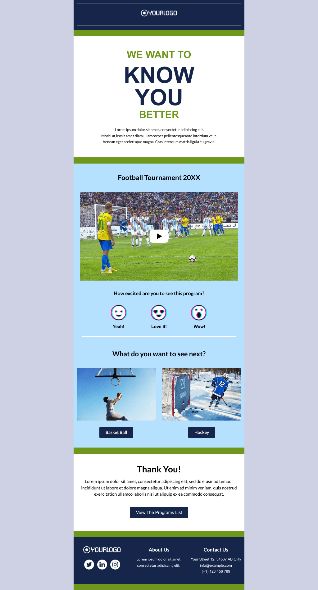 Laravel Mail Template - Sports Channel