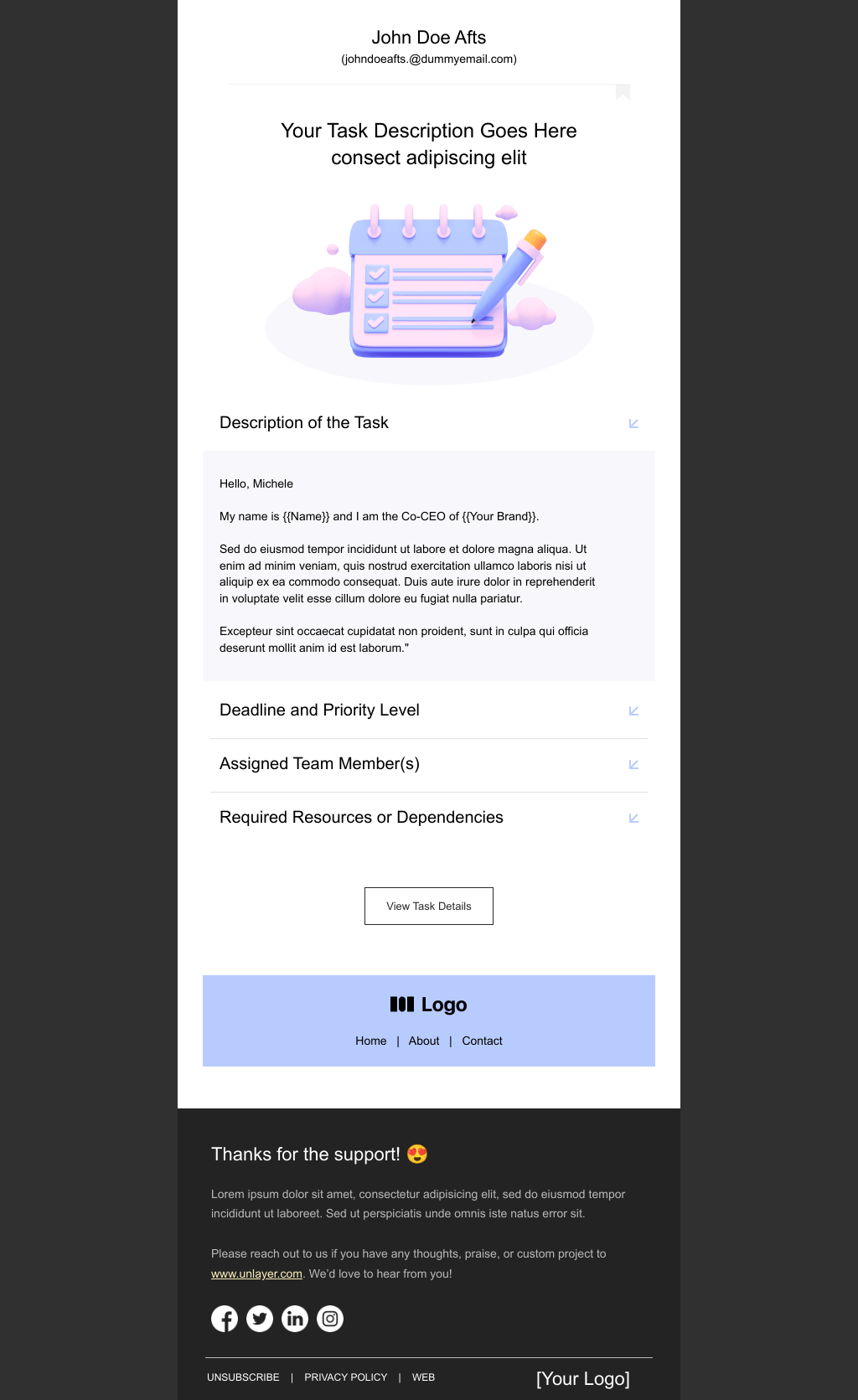 Laravel Mail Template - Task Assignment