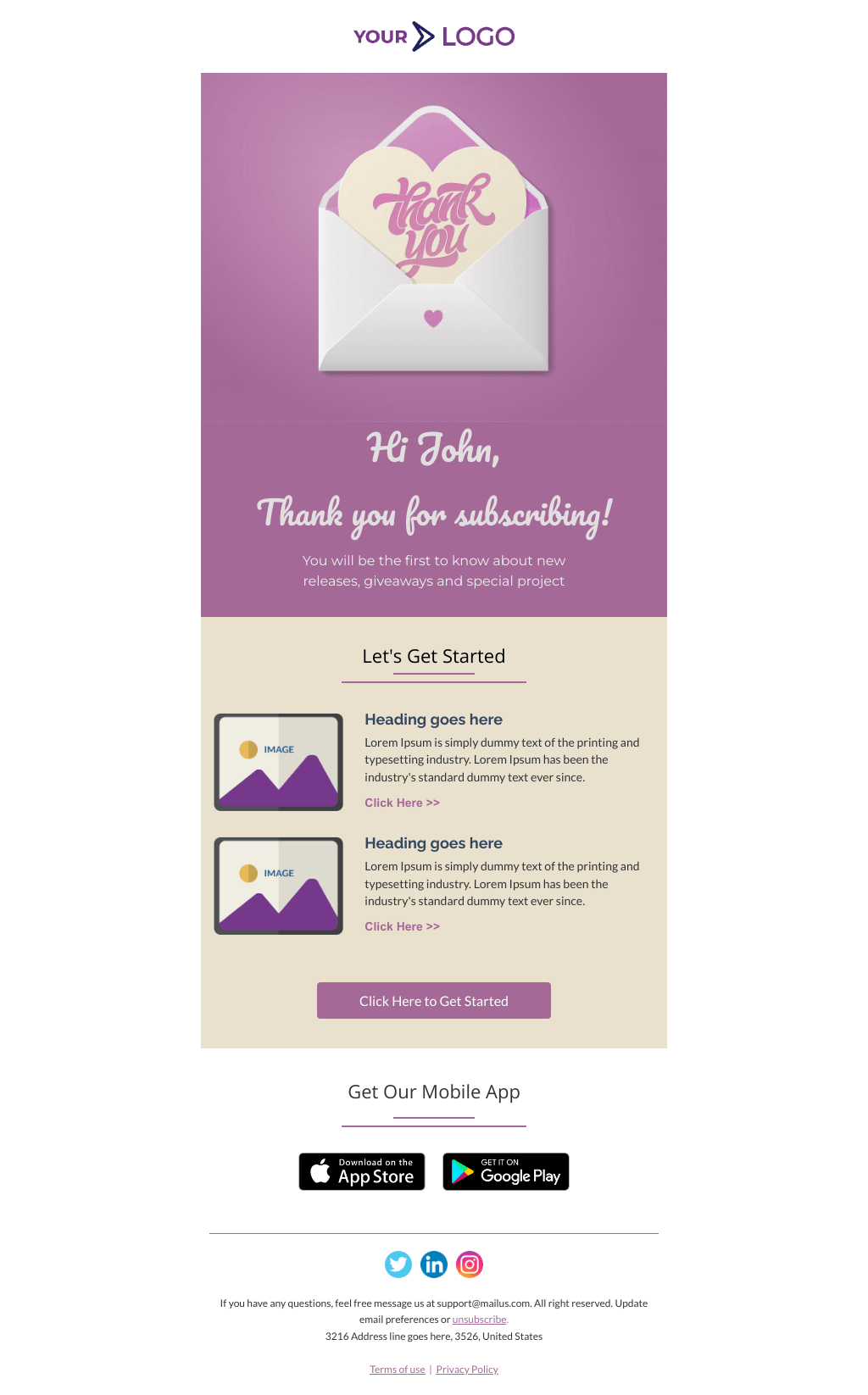 Laravel Mail Template - Thanks Subscriber